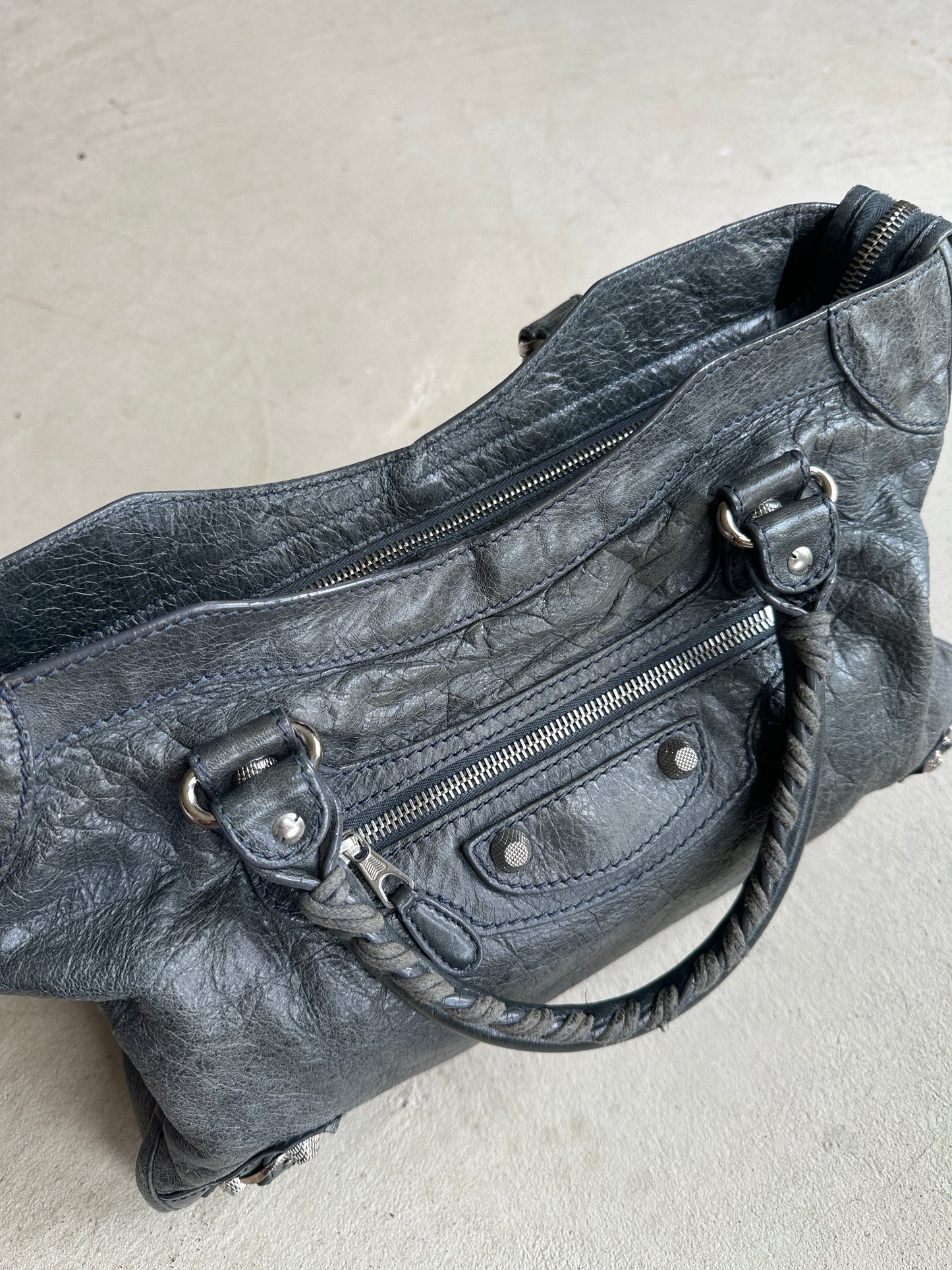 Vintage Dark Grey Balenciaga Velo City Bag