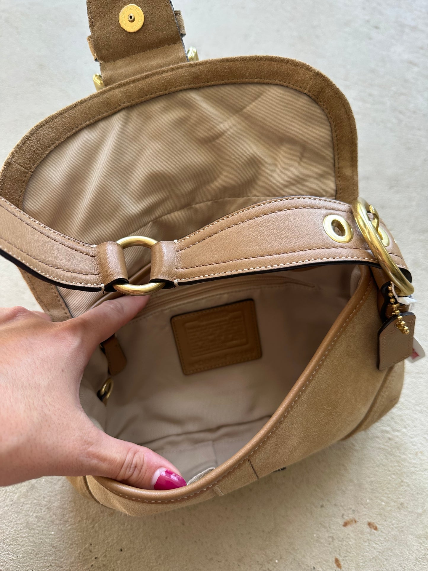 Vintage Y2K Coach Tan Suede Mini Soho Shoulder Bag