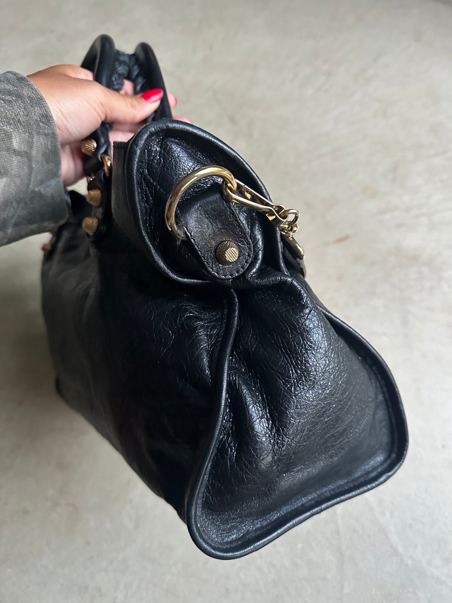 Vintage Black and Gold Balenciaga City Bag