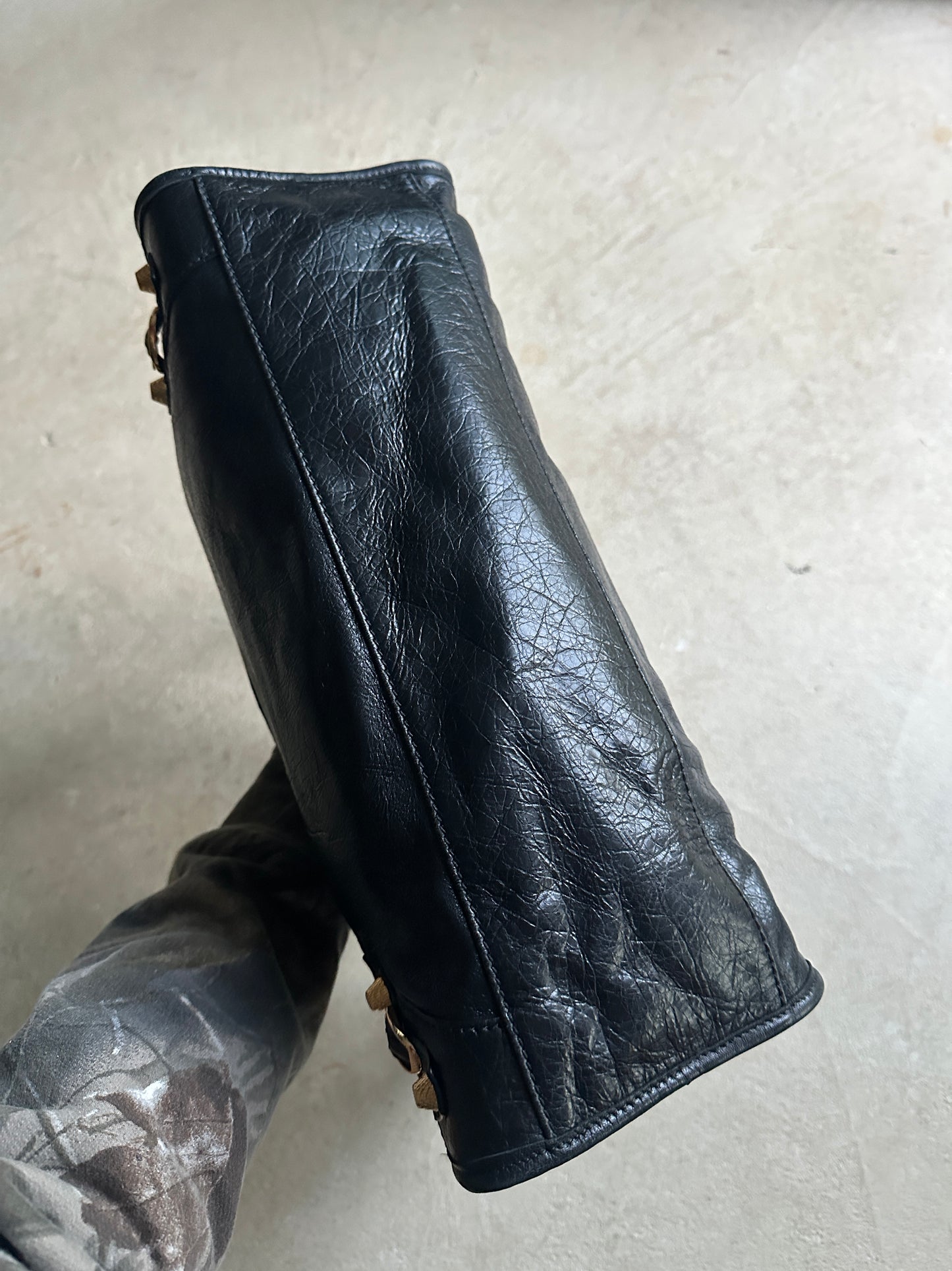 Vintage Black and Gold Balenciaga City Bag