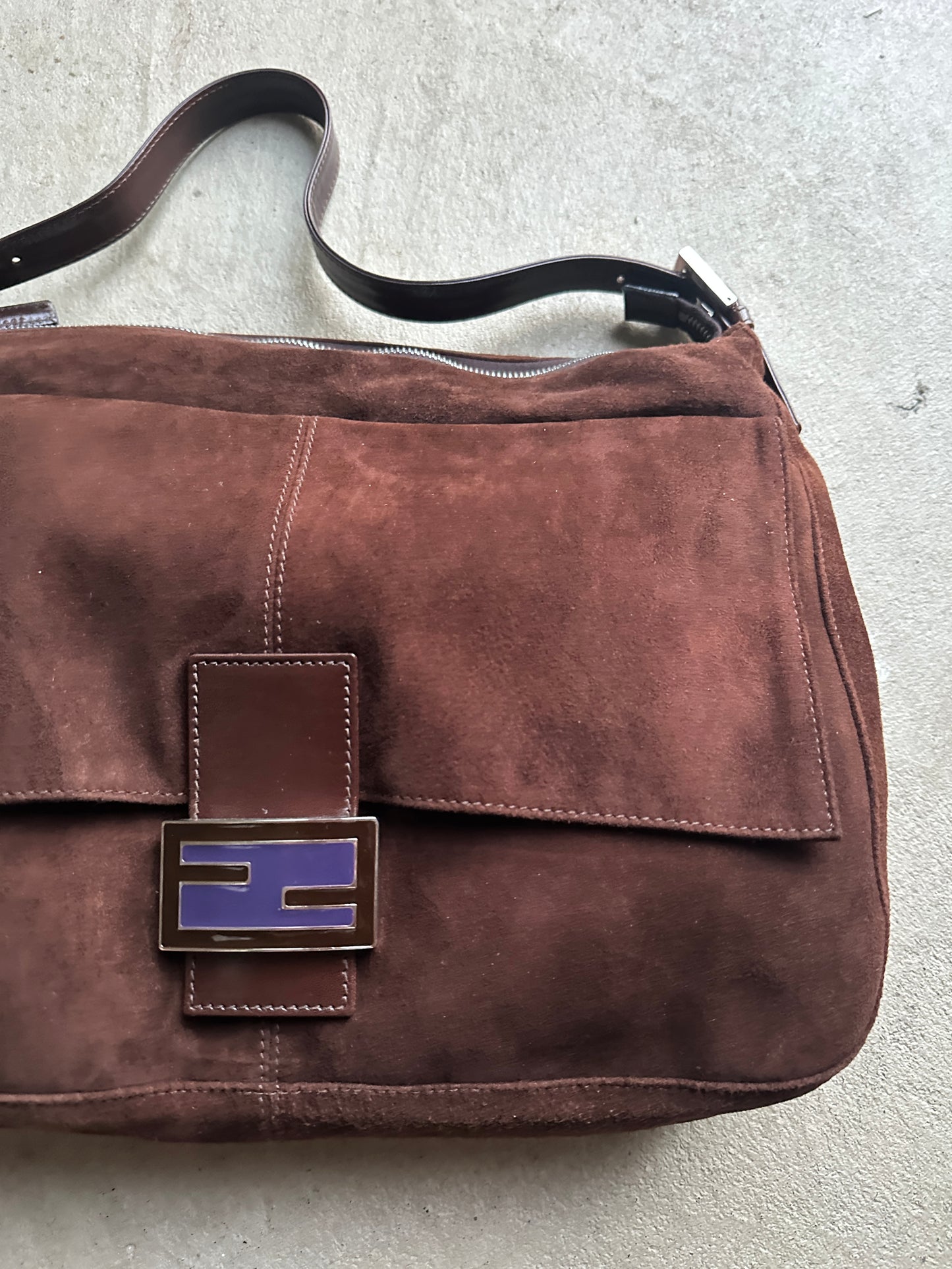 Vintage Brown Suede Fendi Shoulder Bag