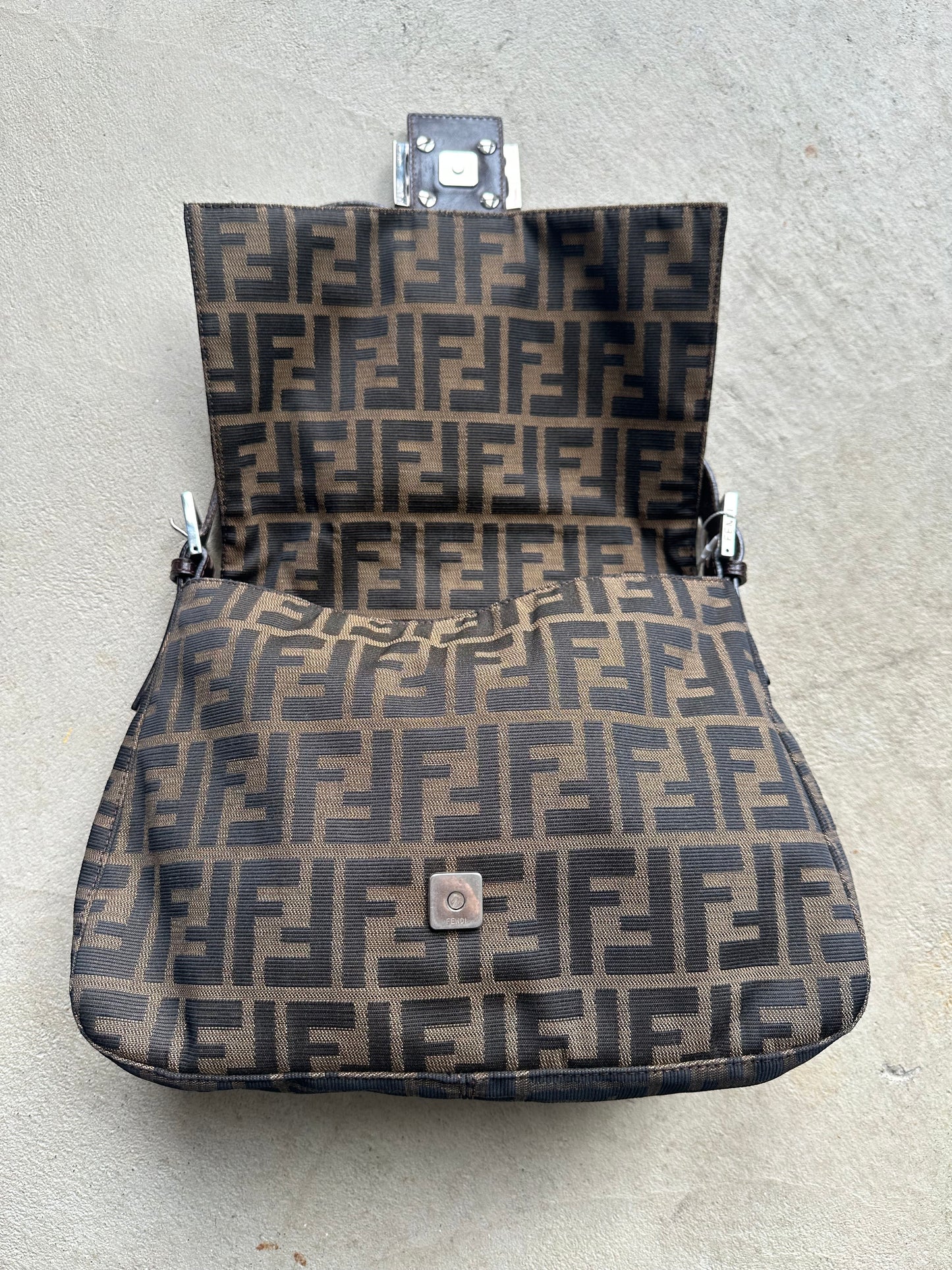 Vintage Fendi Brown Zucca Mama Baguette