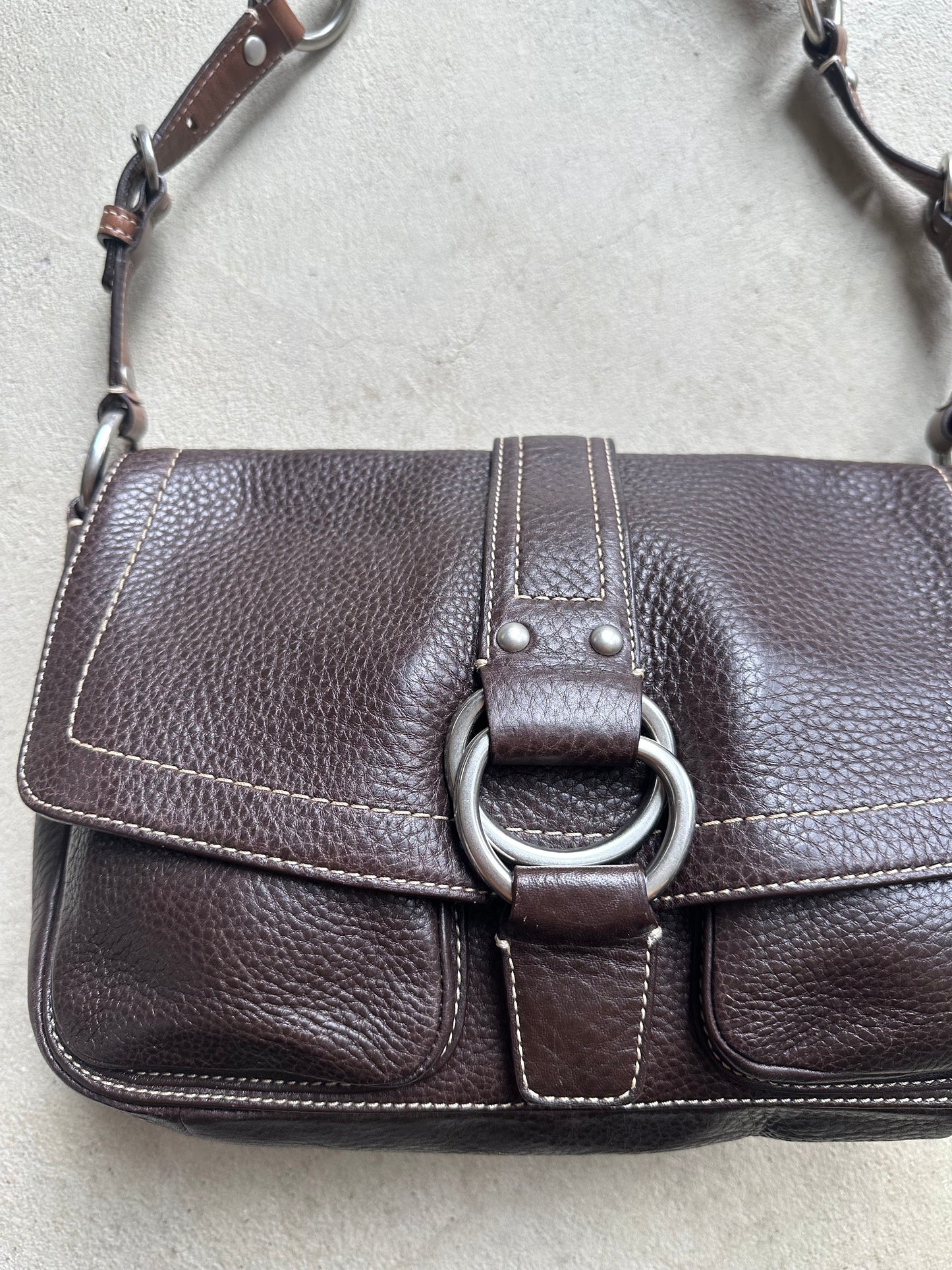 Vintage Y2K Coach Brown Square Soho Style Leather Shoulder Bag