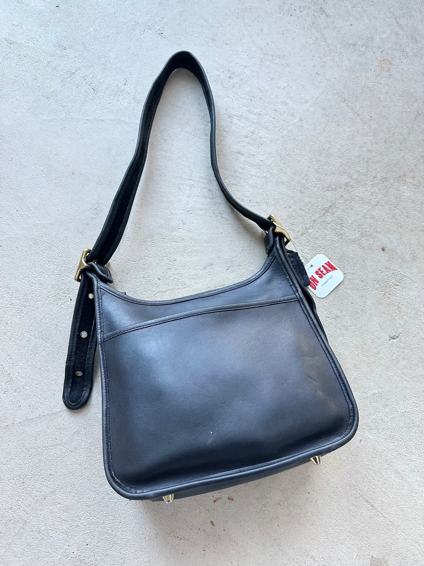 Vintage Coach Ergo Style Black Leather Shoulder Bag 9966