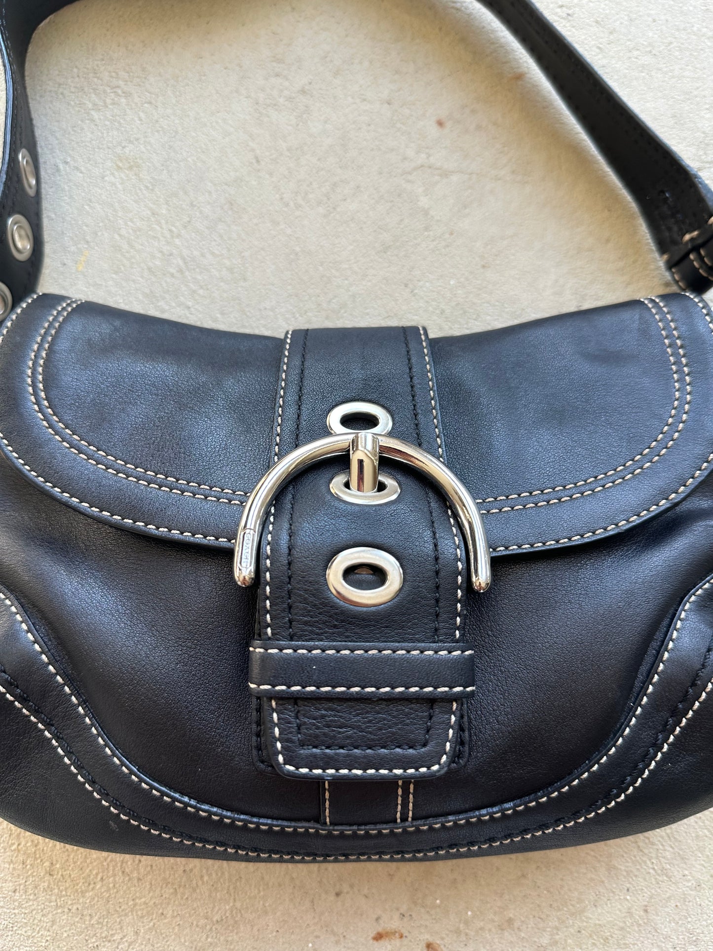 Vintage Y2K Coach Black Mini Soho Leather Shoulder Bag