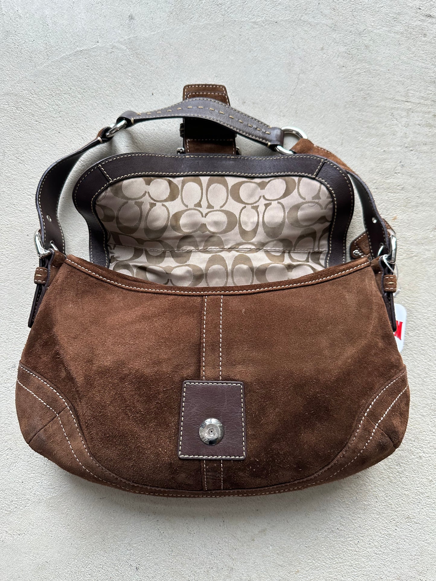 RARE! Vintage Coach Brown Suede Soho Shoulder Bag