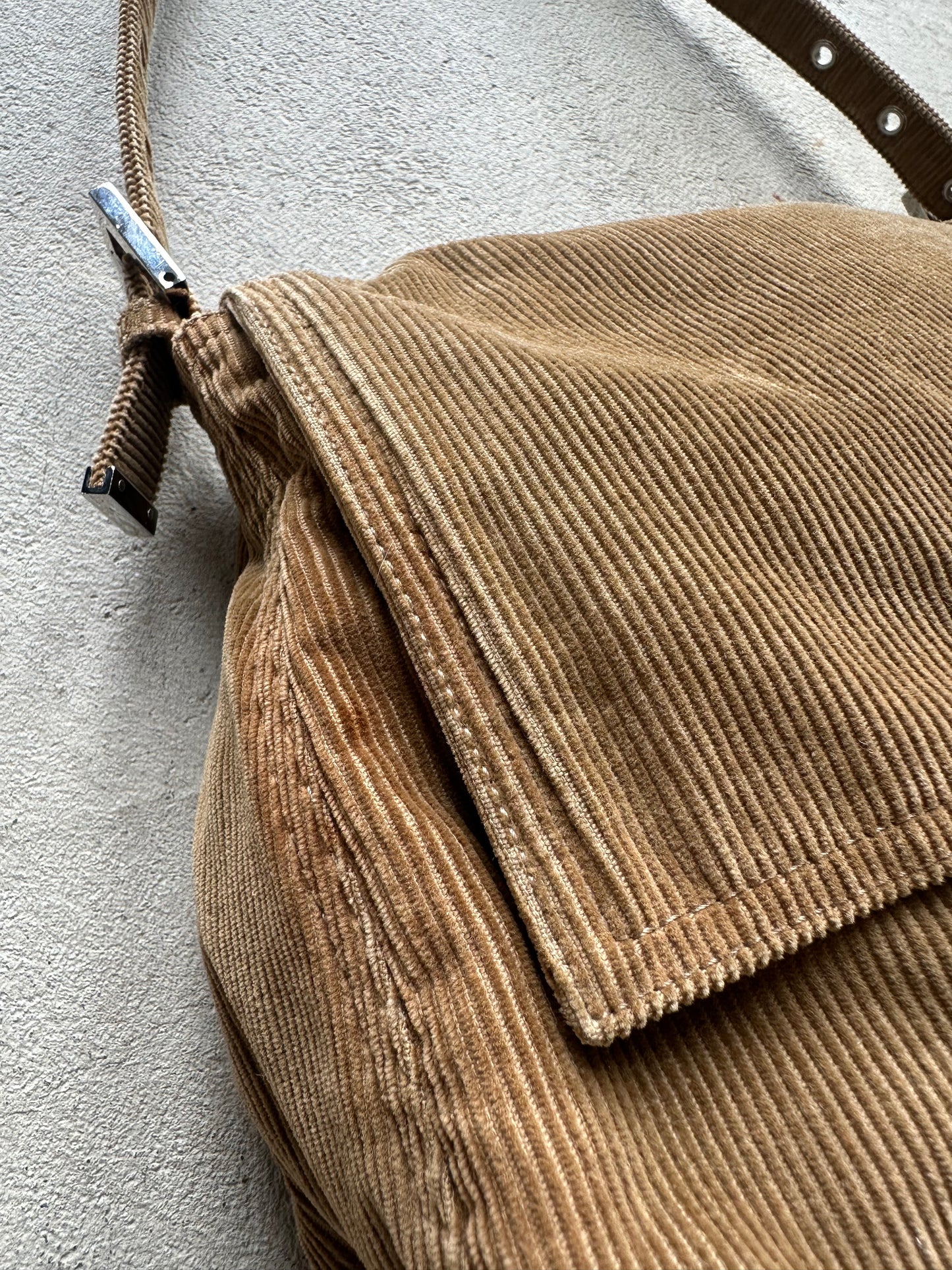 Vintage Fendi Brown Corduroy Mama Baguette