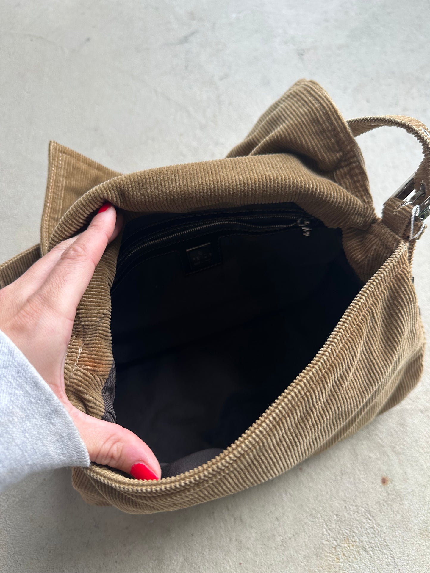 Vintage Fendi Brown Corduroy Mama Baguette
