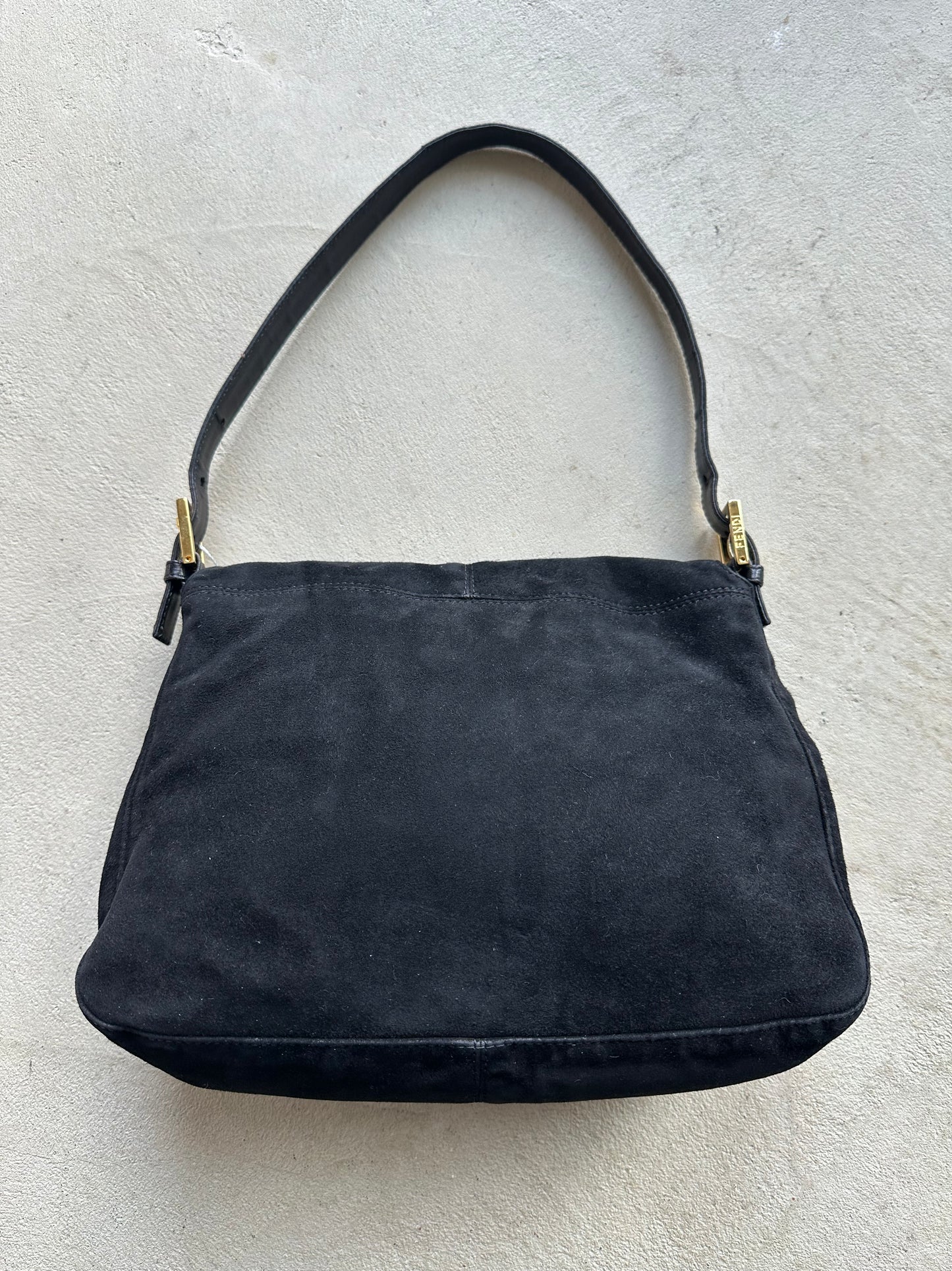 Vintage Fendi Black Suede Mama Baguette