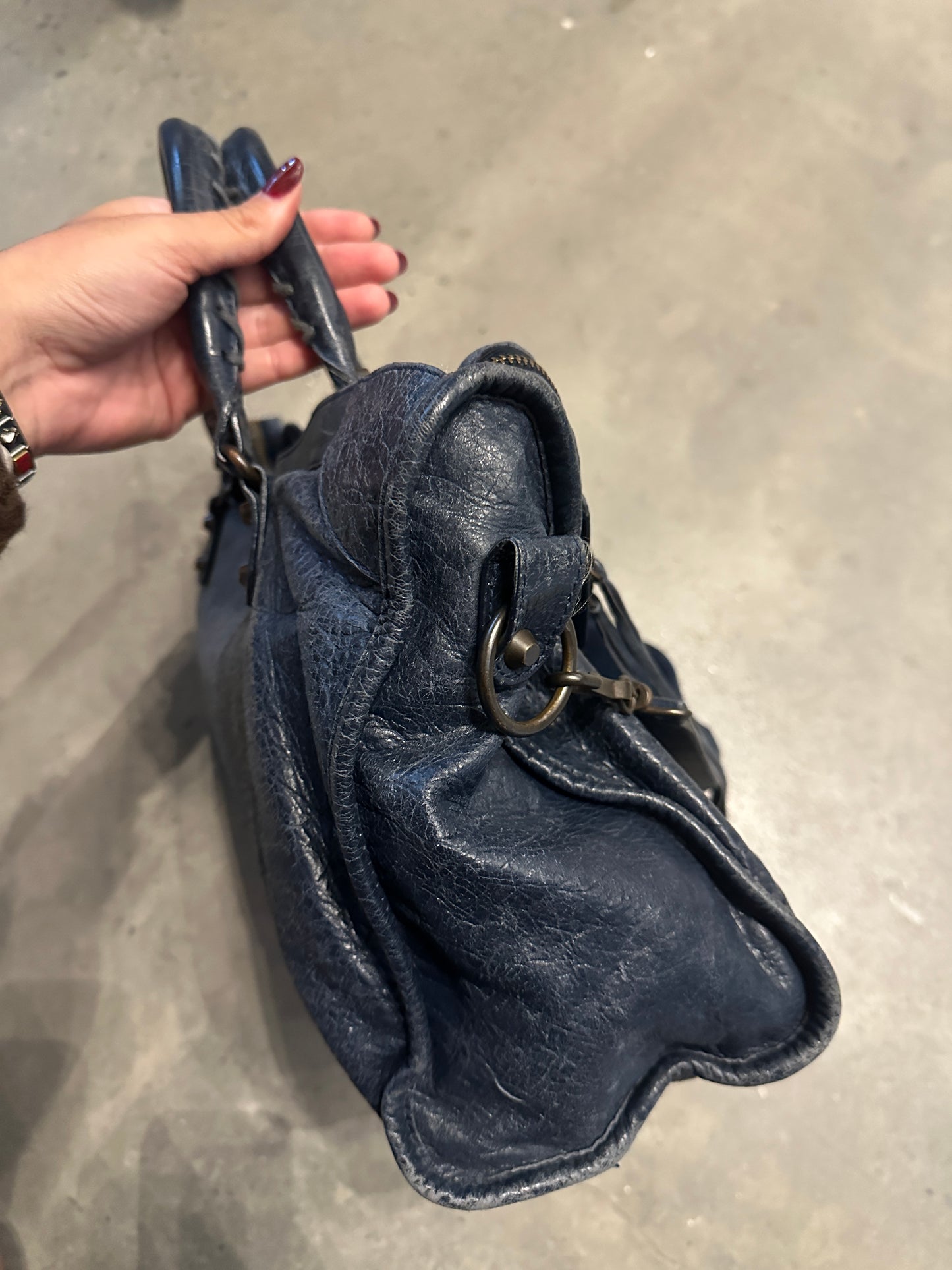 Vintage Navy Balenciaga City Bag