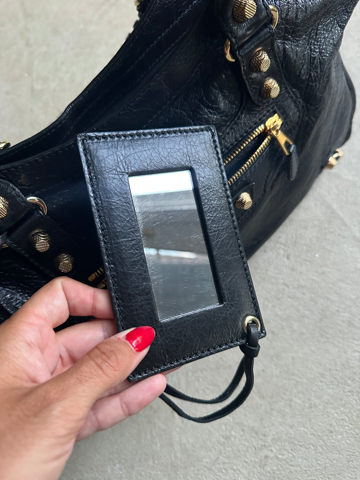 Vintage Black and Gold Balenciaga City Bag