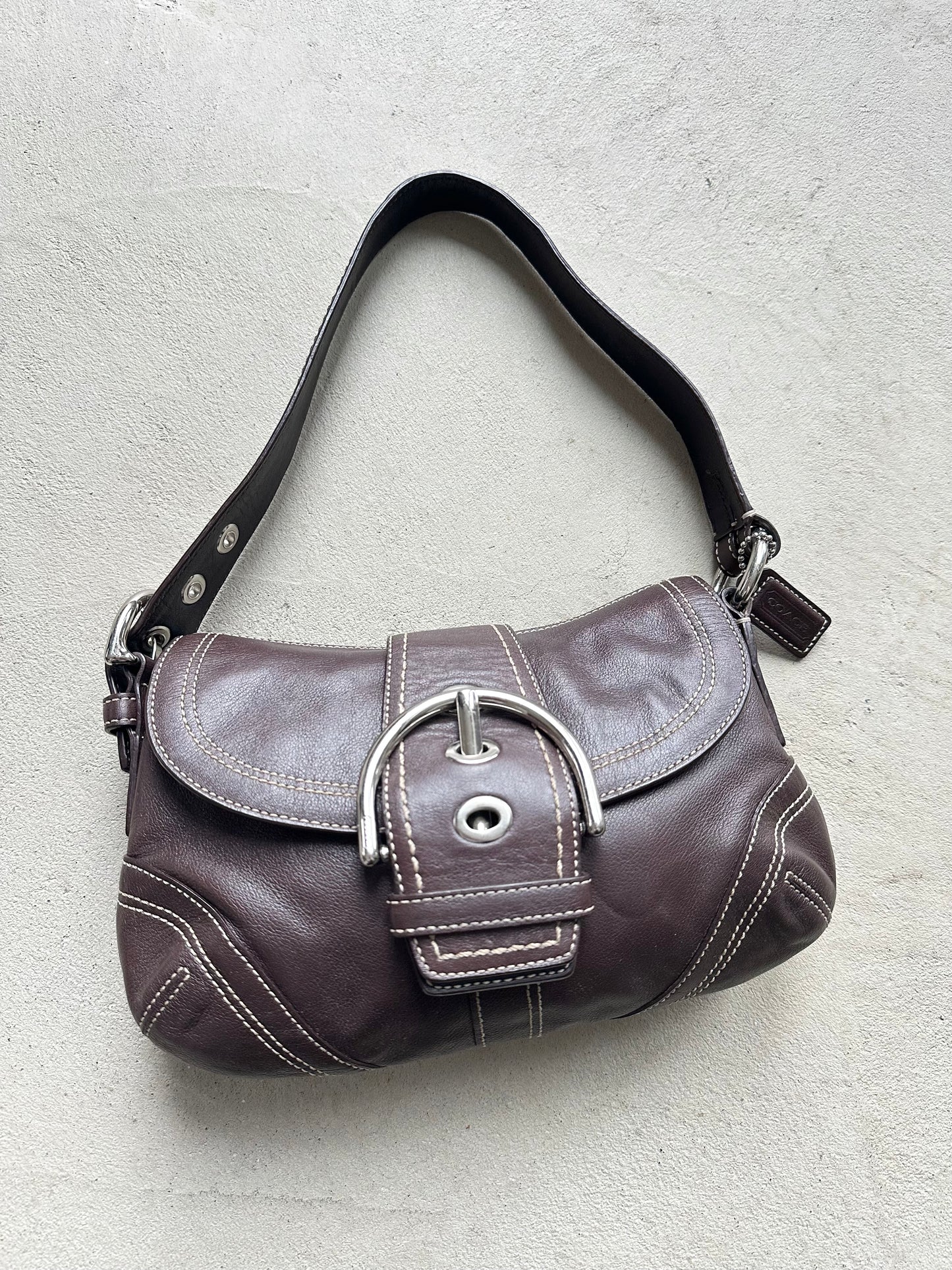 Vintage Y2K Coach Brown Mini Soho Leather Shoulder Bag