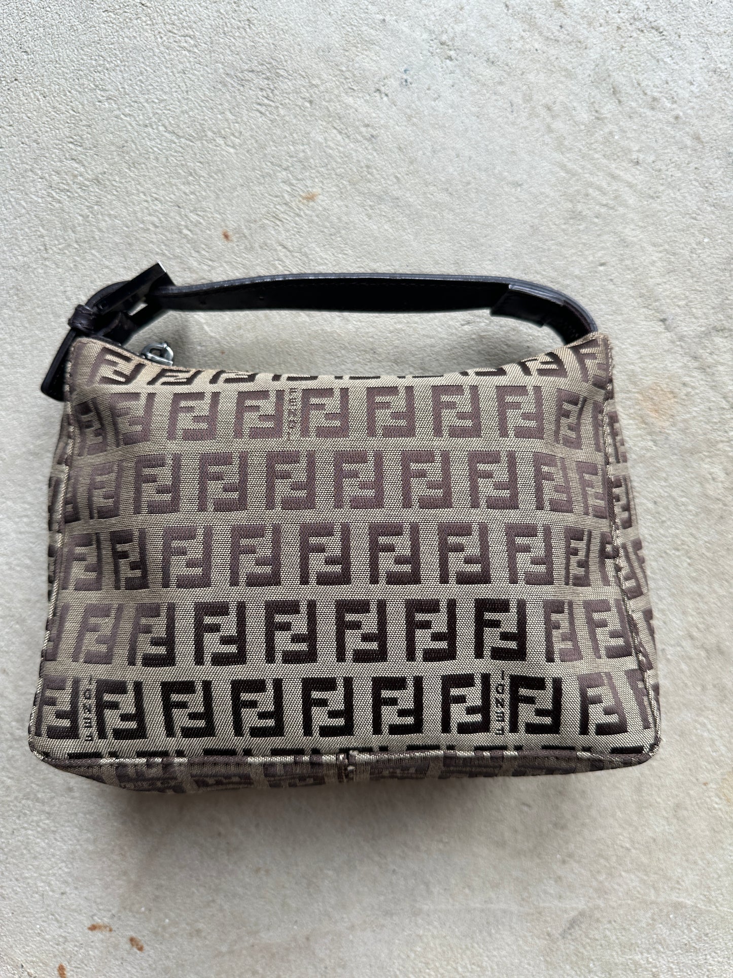 Vintage Fendi Brown Zucchino Mini Hand Bag