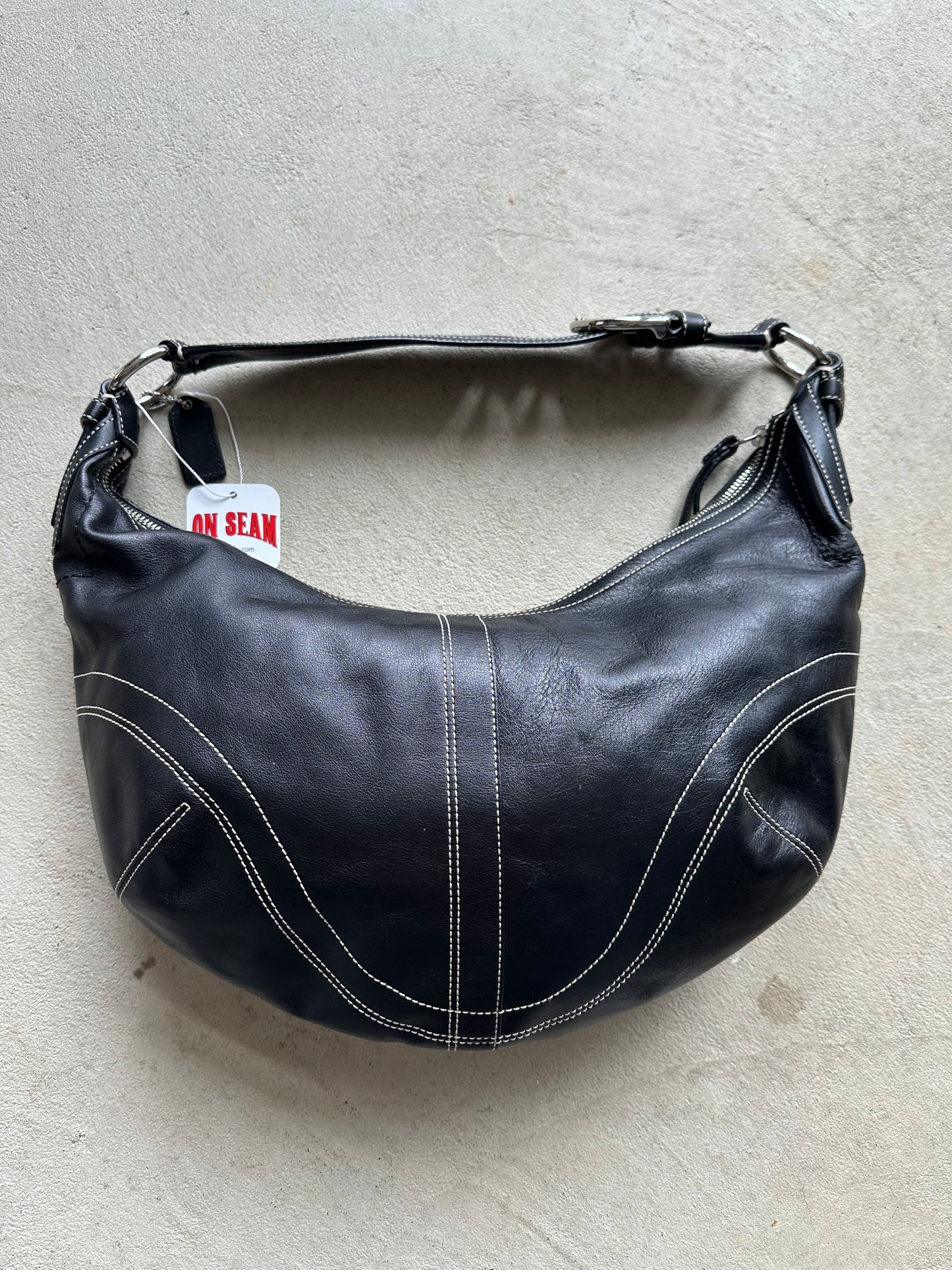 Vintage Y2K Coach Black Leather Croissant Shoulder Bag