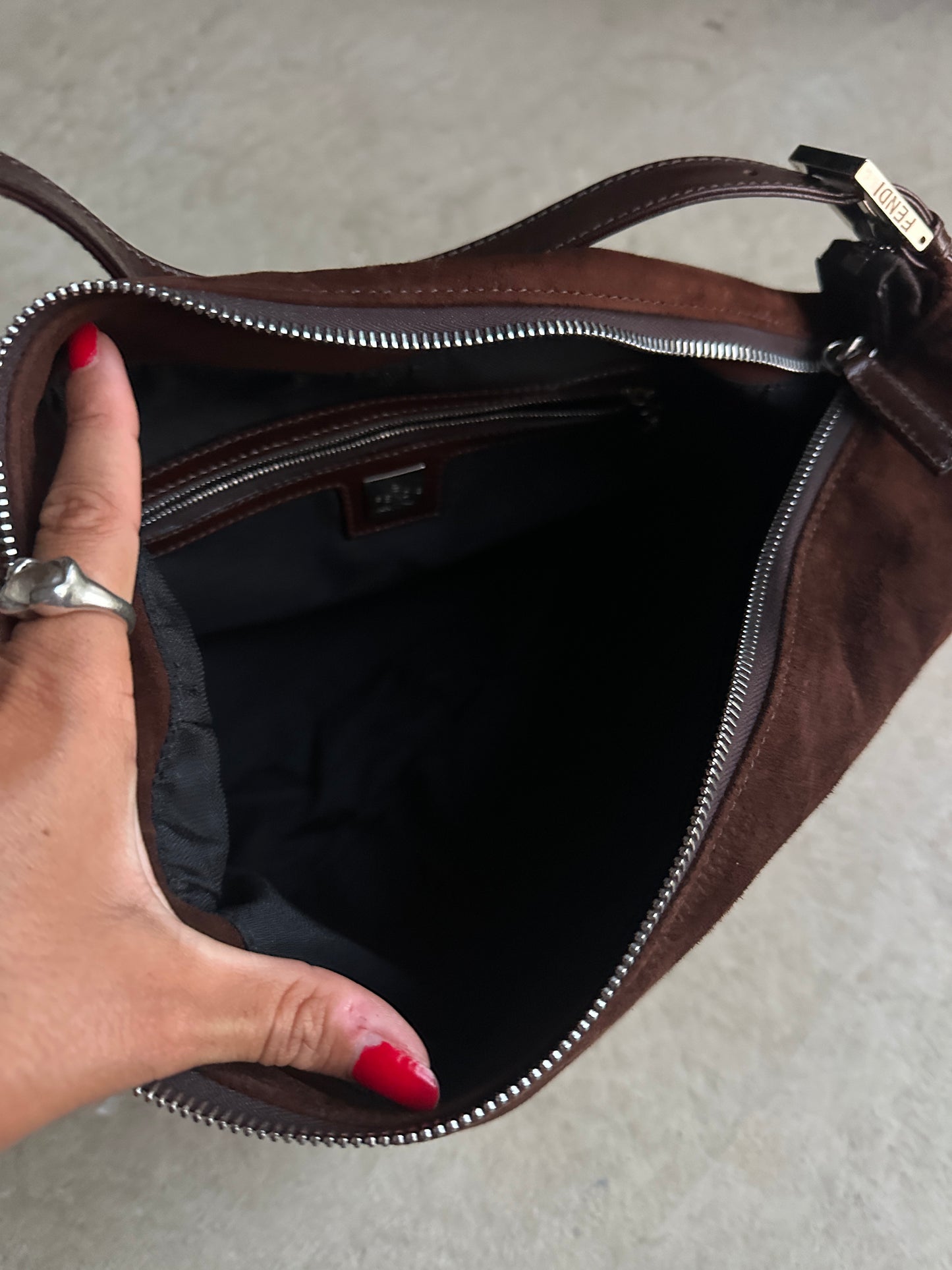Vintage Brown Suede Fendi Shoulder Bag