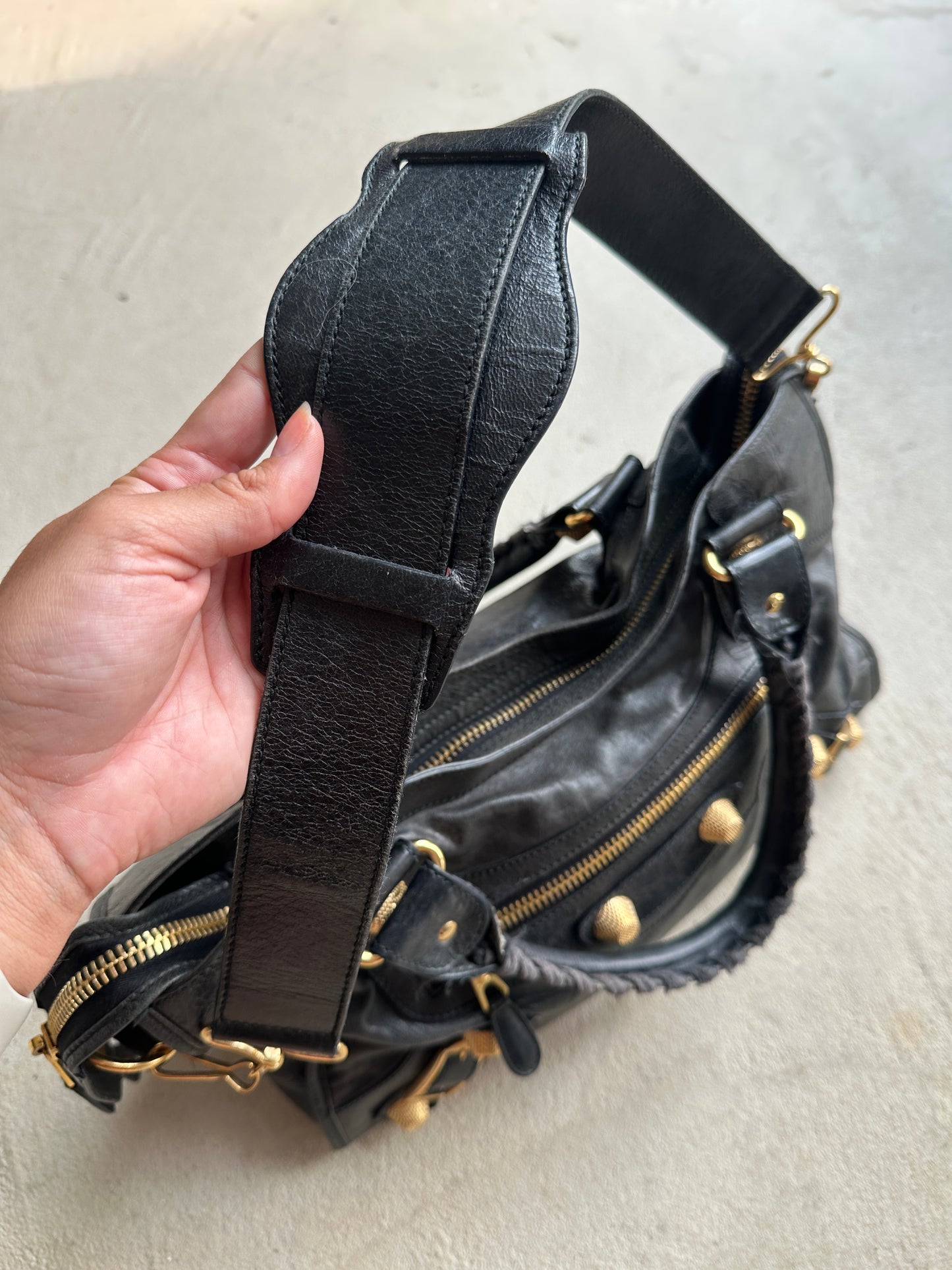 Vintage Black/Gold Balenciaga City Bag