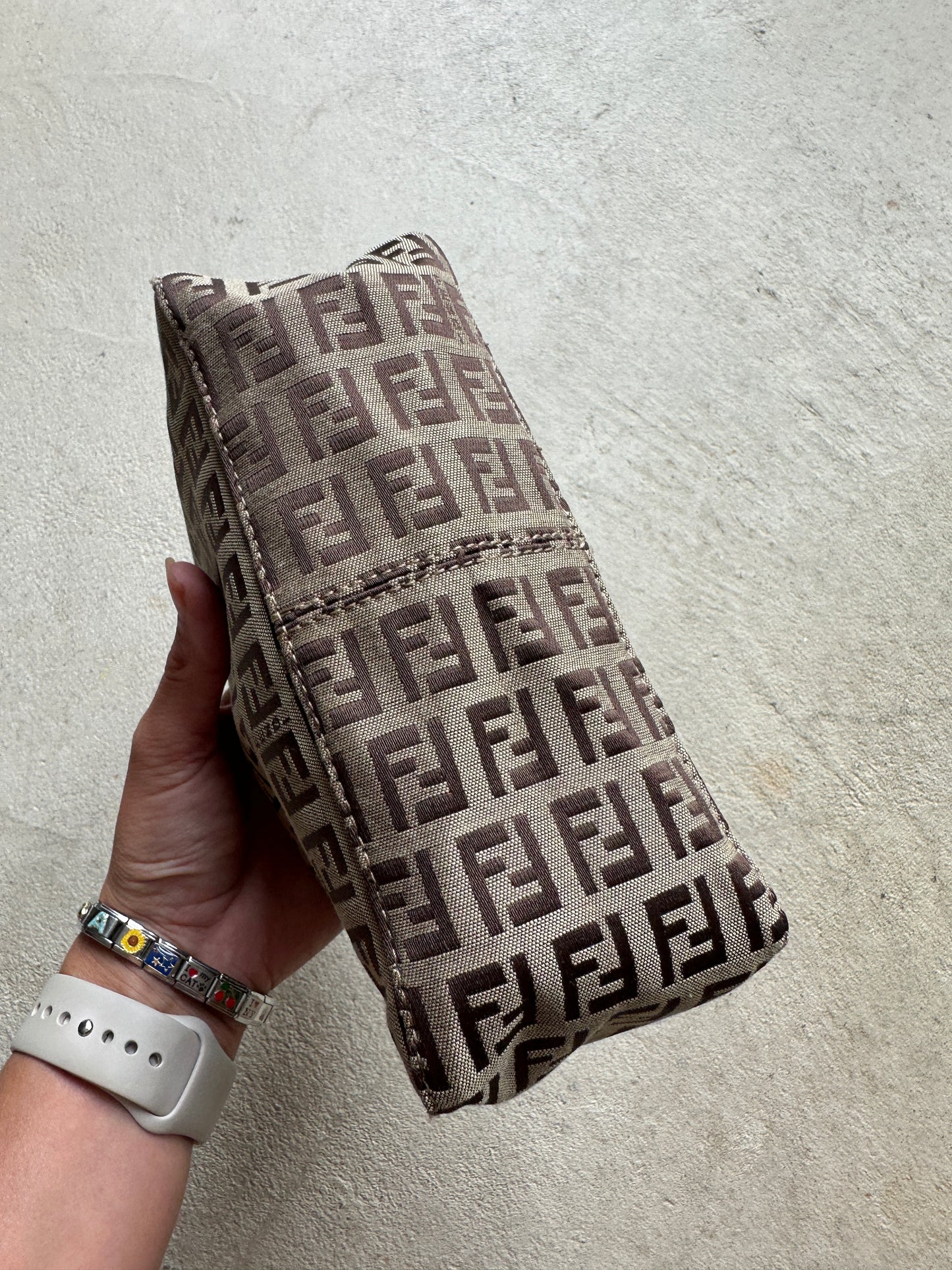 Vintage Fendi Brown Zucchino Mini Hand Bag