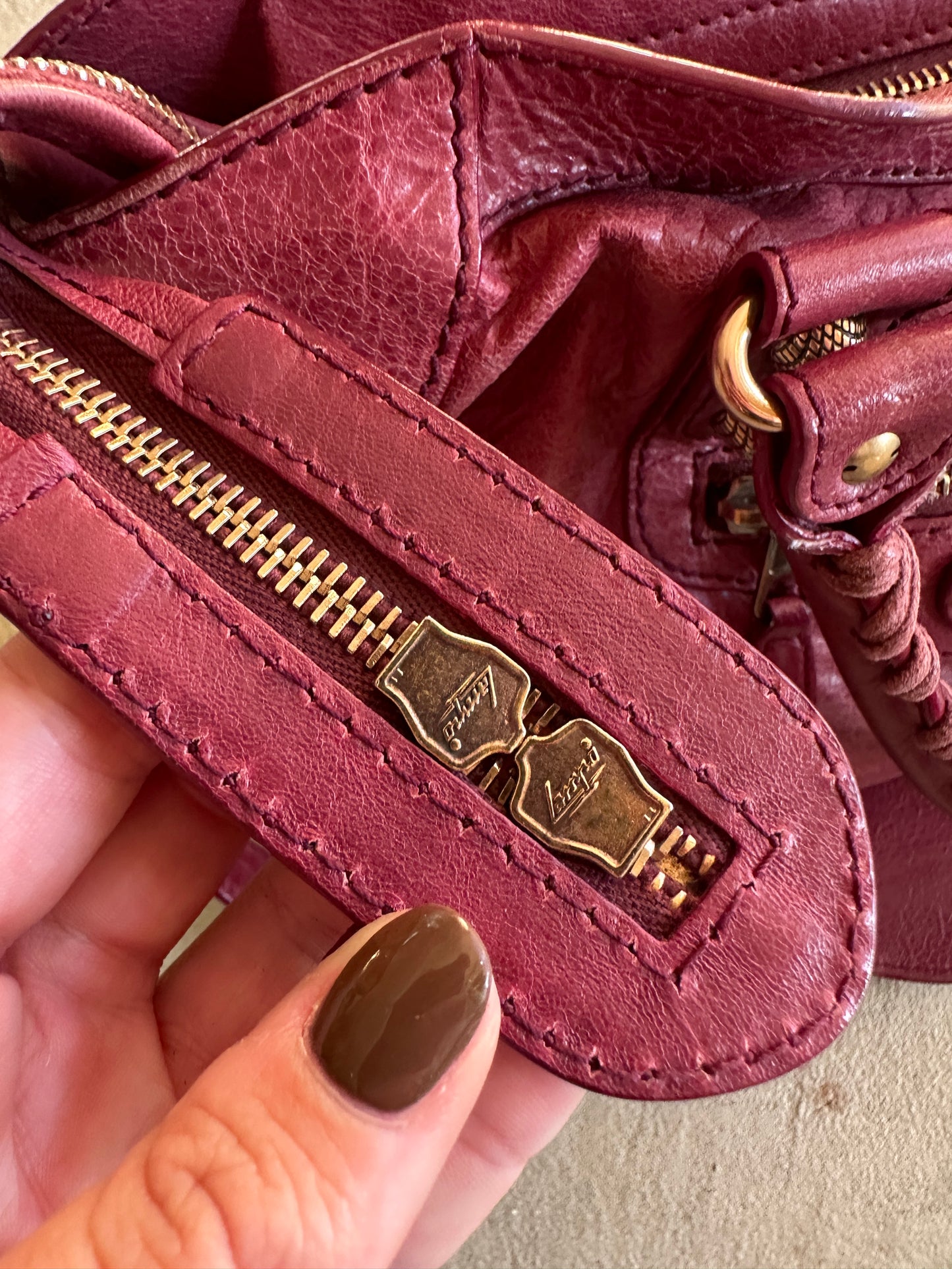 Vintage Burgundy Balenciaga City Bag