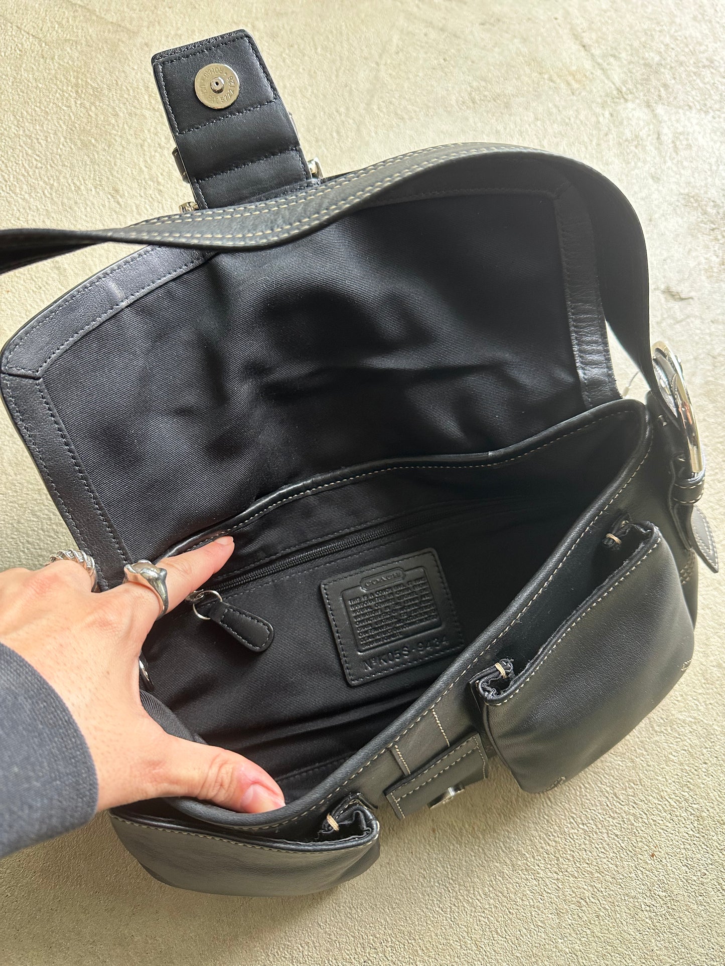 Vintage Y2K Coach Black Square Soho Leather Shoulder Bag