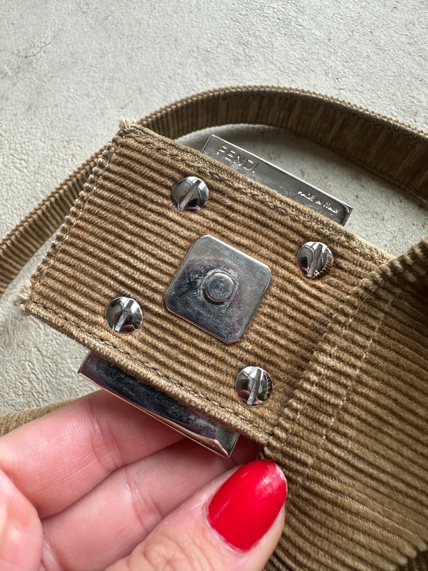 Vintage Fendi Brown Corduroy Mama Baguette