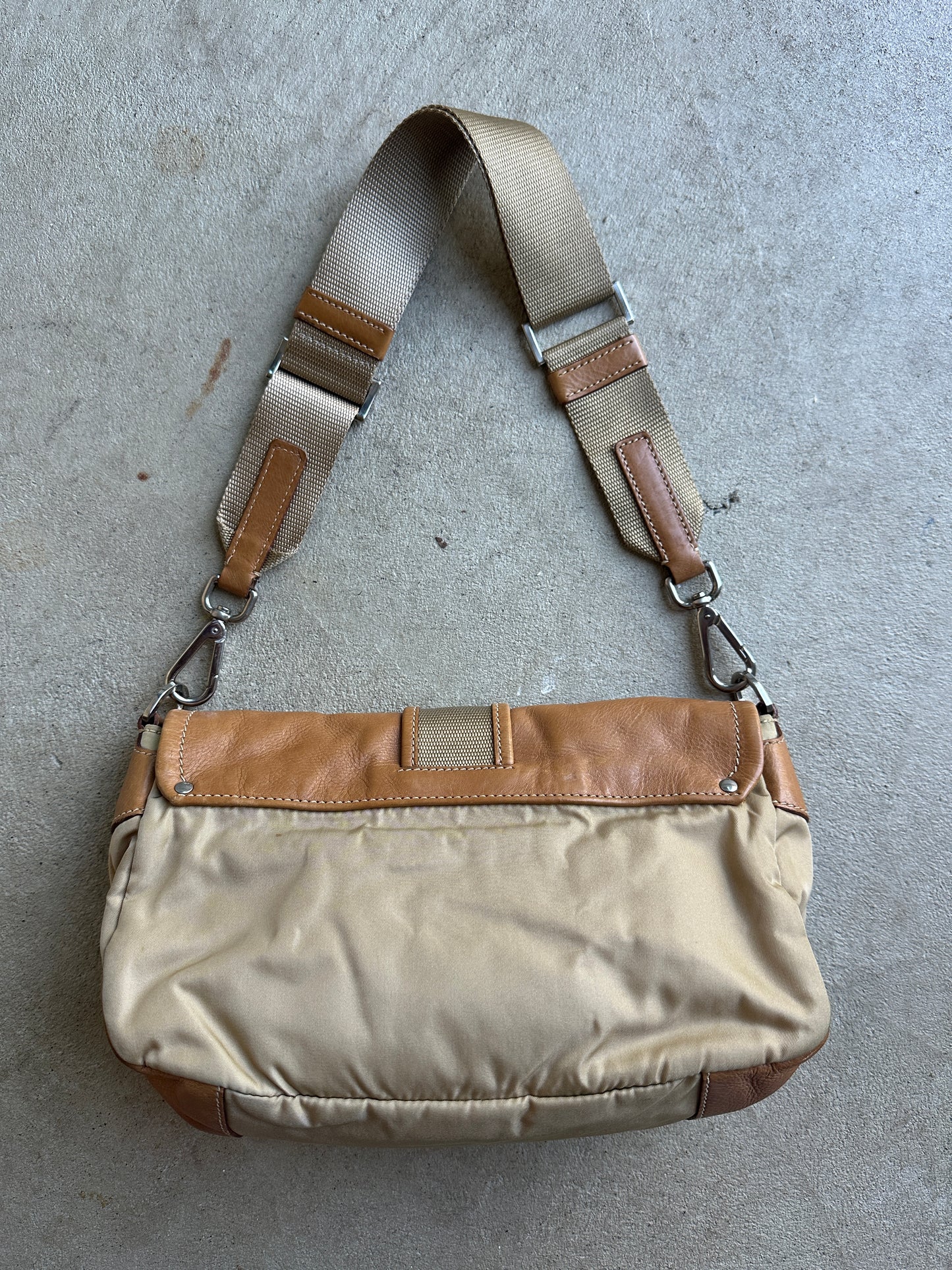Vintage Prada Tan Leather/Nylon Cargo Bag