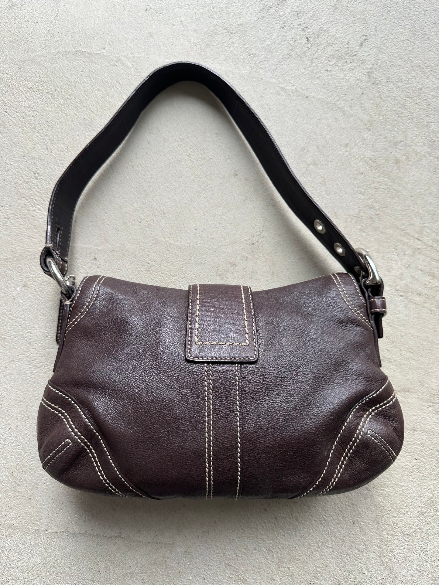 Vintage Y2K Coach Brown Mini Soho Leather Shoulder Bag