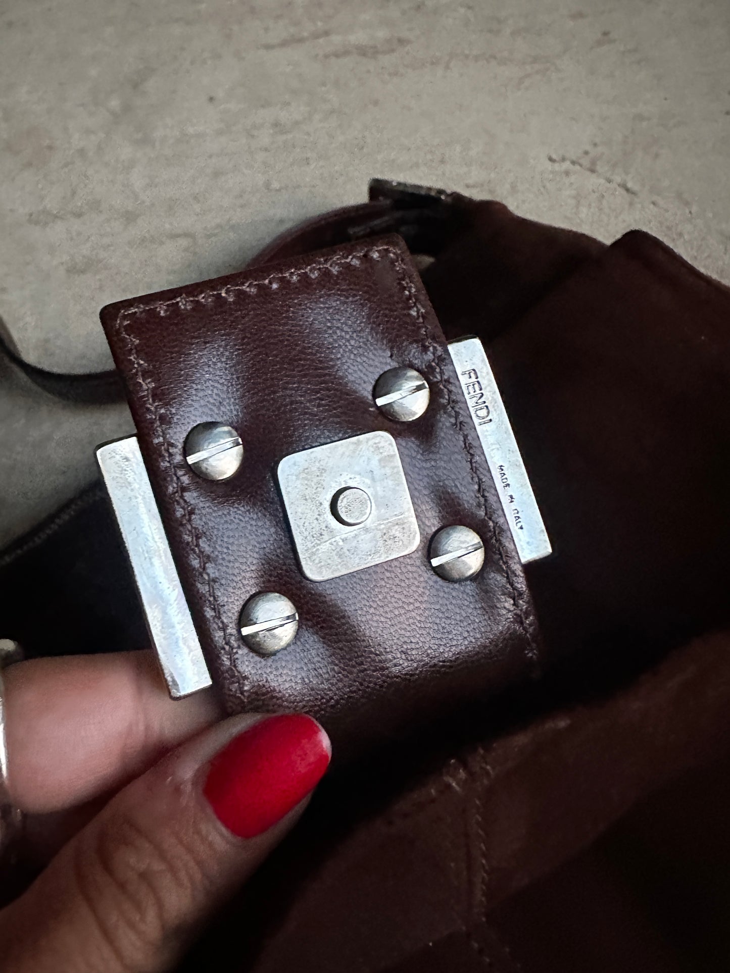 Vintage Brown Suede Fendi Shoulder Bag