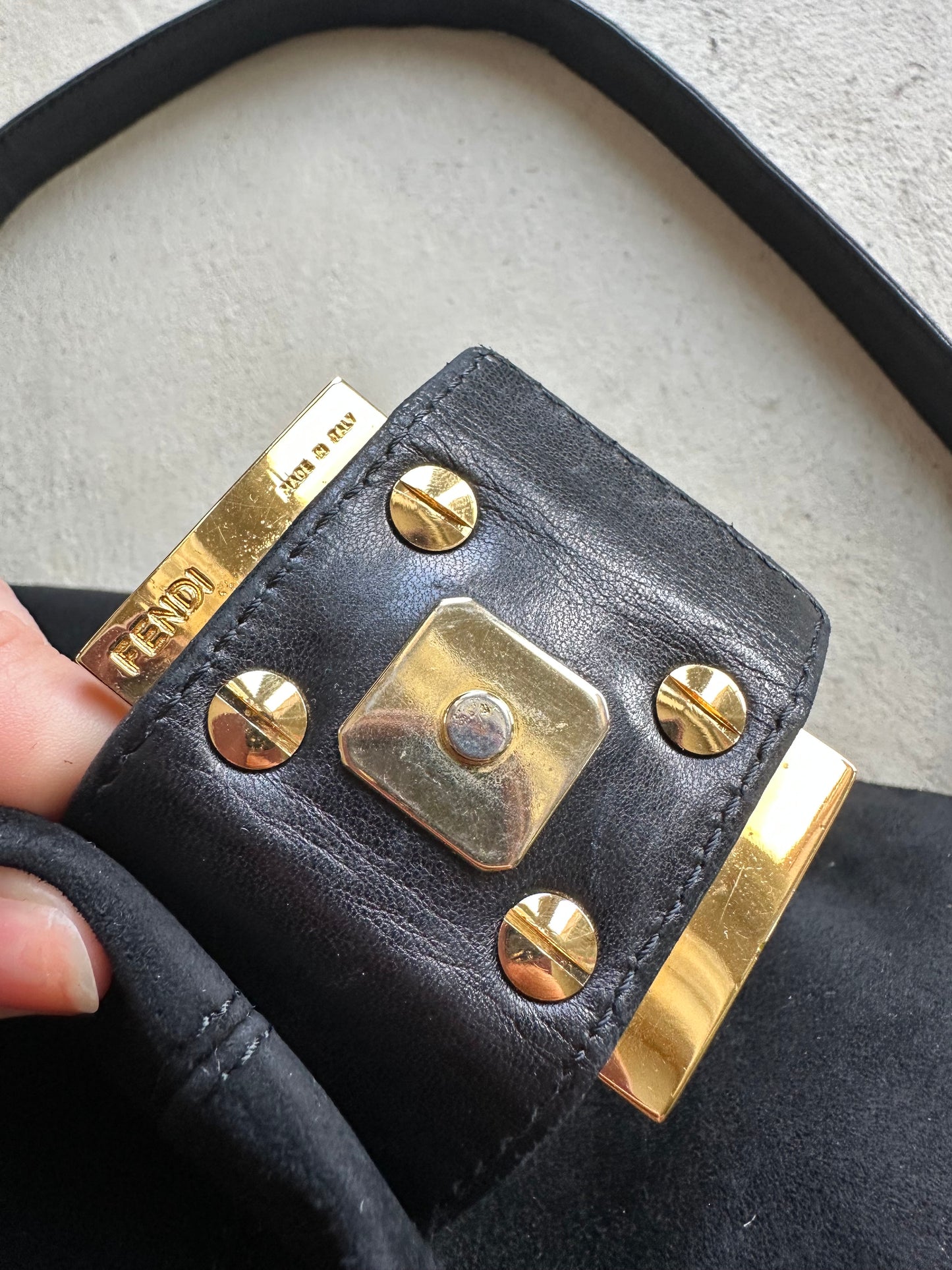 Vintage Fendi Black Suede Mama Baguette