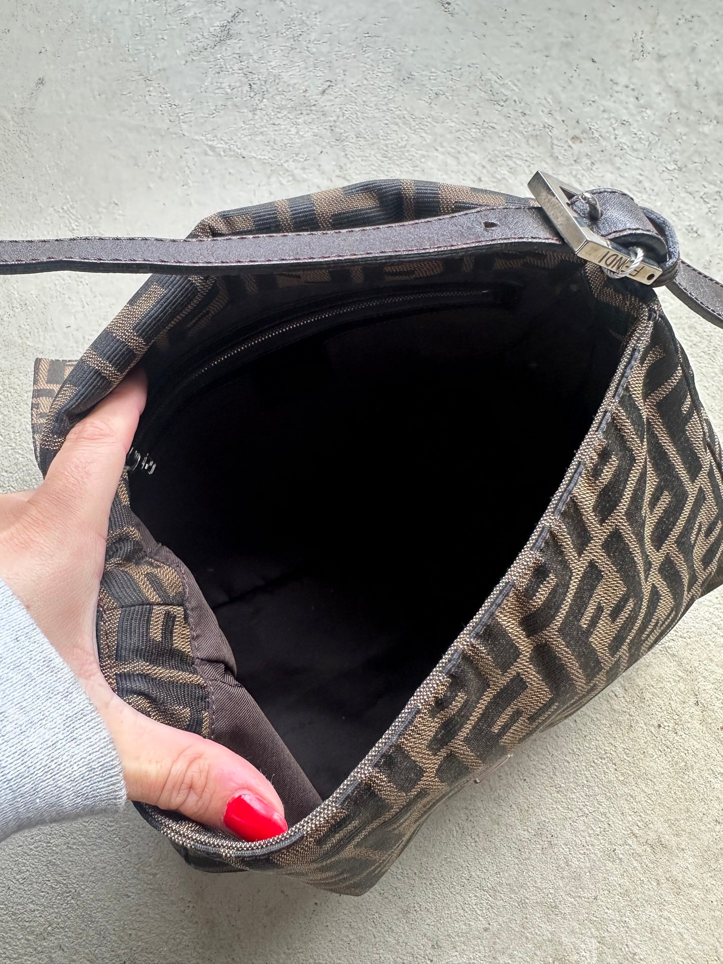Vintage Fendi Brown Zucca Mama Baguette