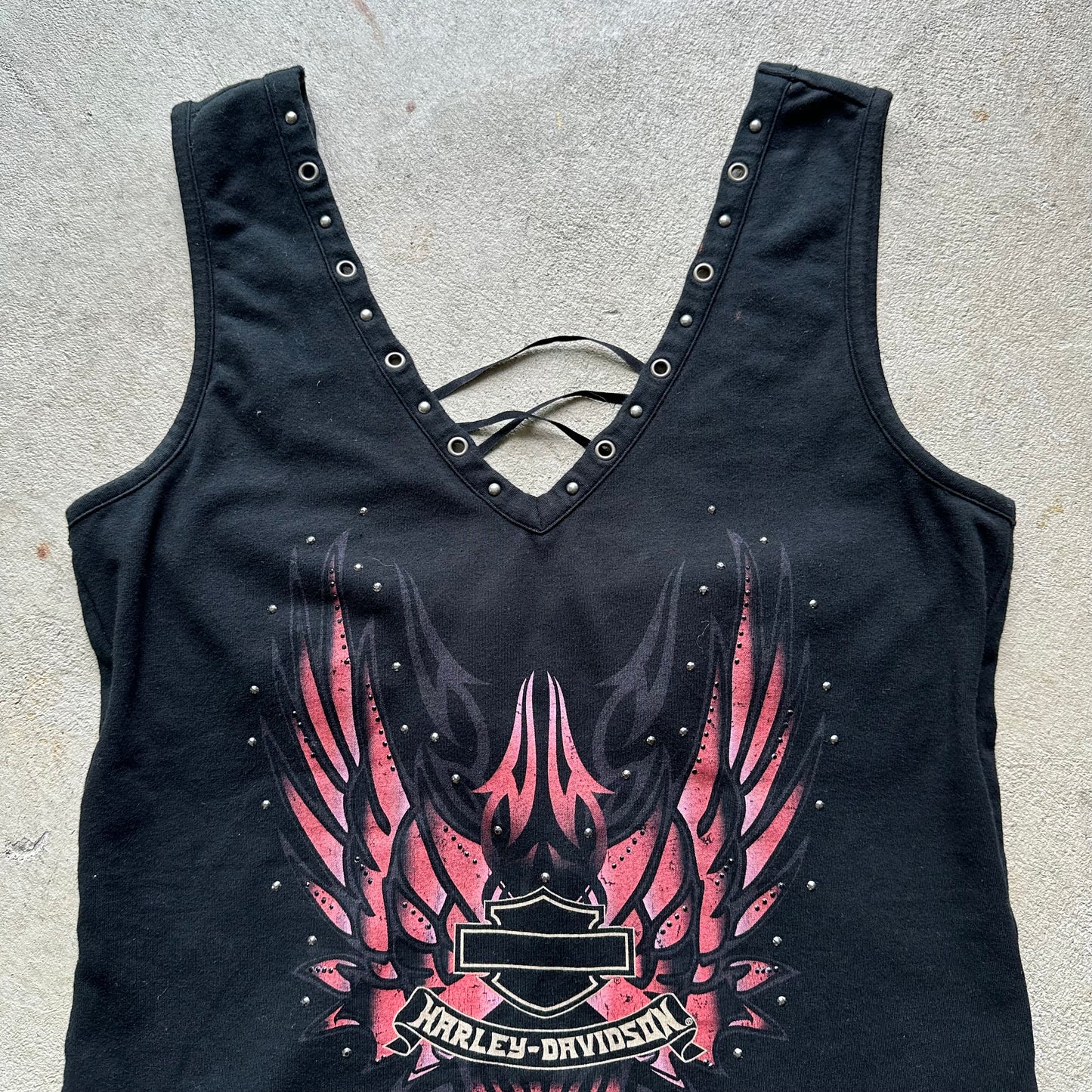 Vintage Women's Harley Davidson Lace Top