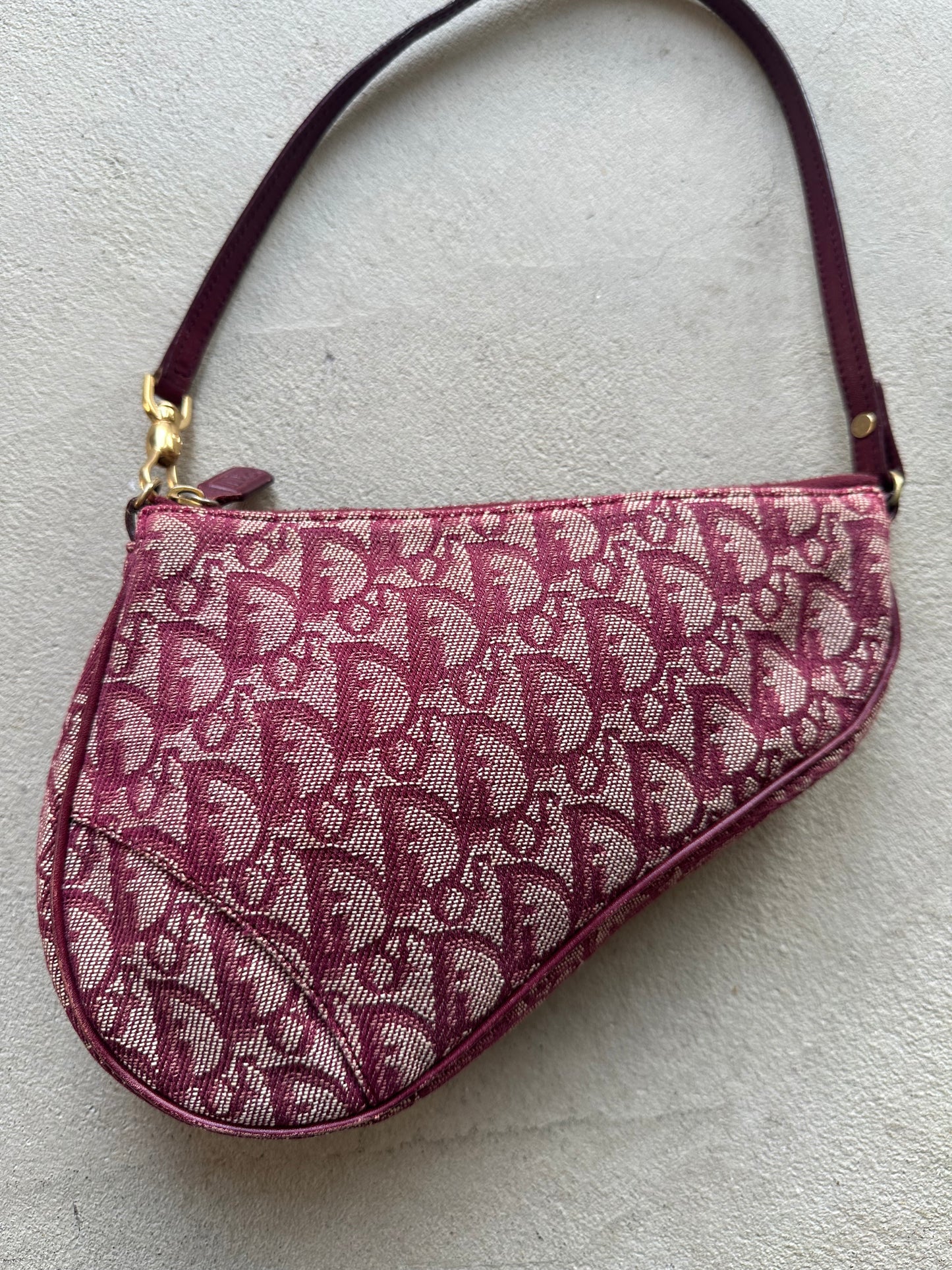 Vintage Dior Red / Burgundy Saddle Bag