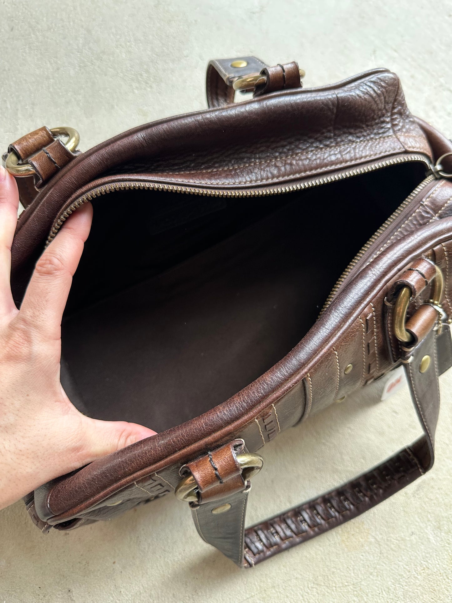 Vintage Y2K Coach Brown Studded Leather Shoulder Bag