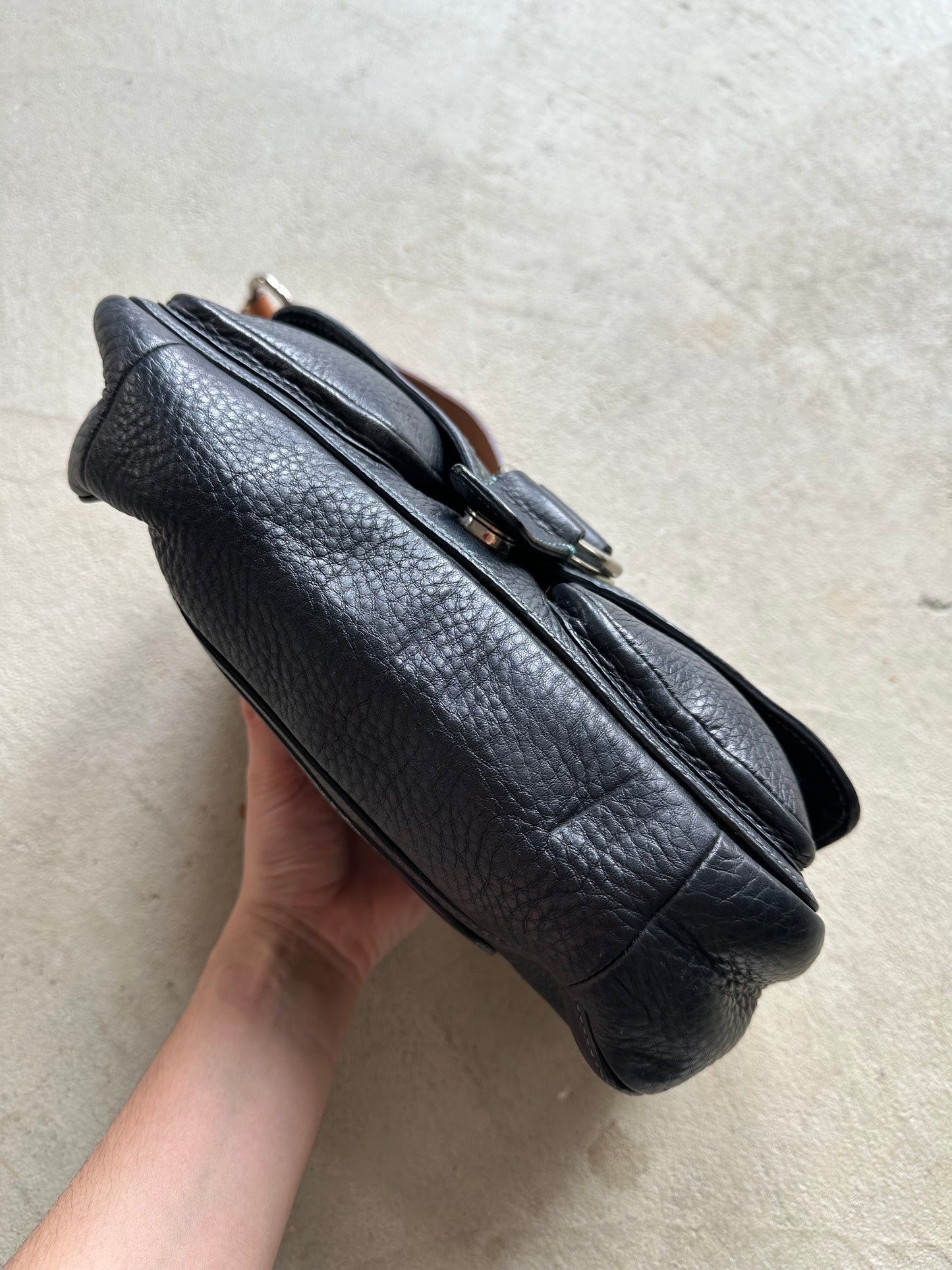 Vintage Y2K Coach Navy/Black Square Soho Style Leather Shoulder Bag