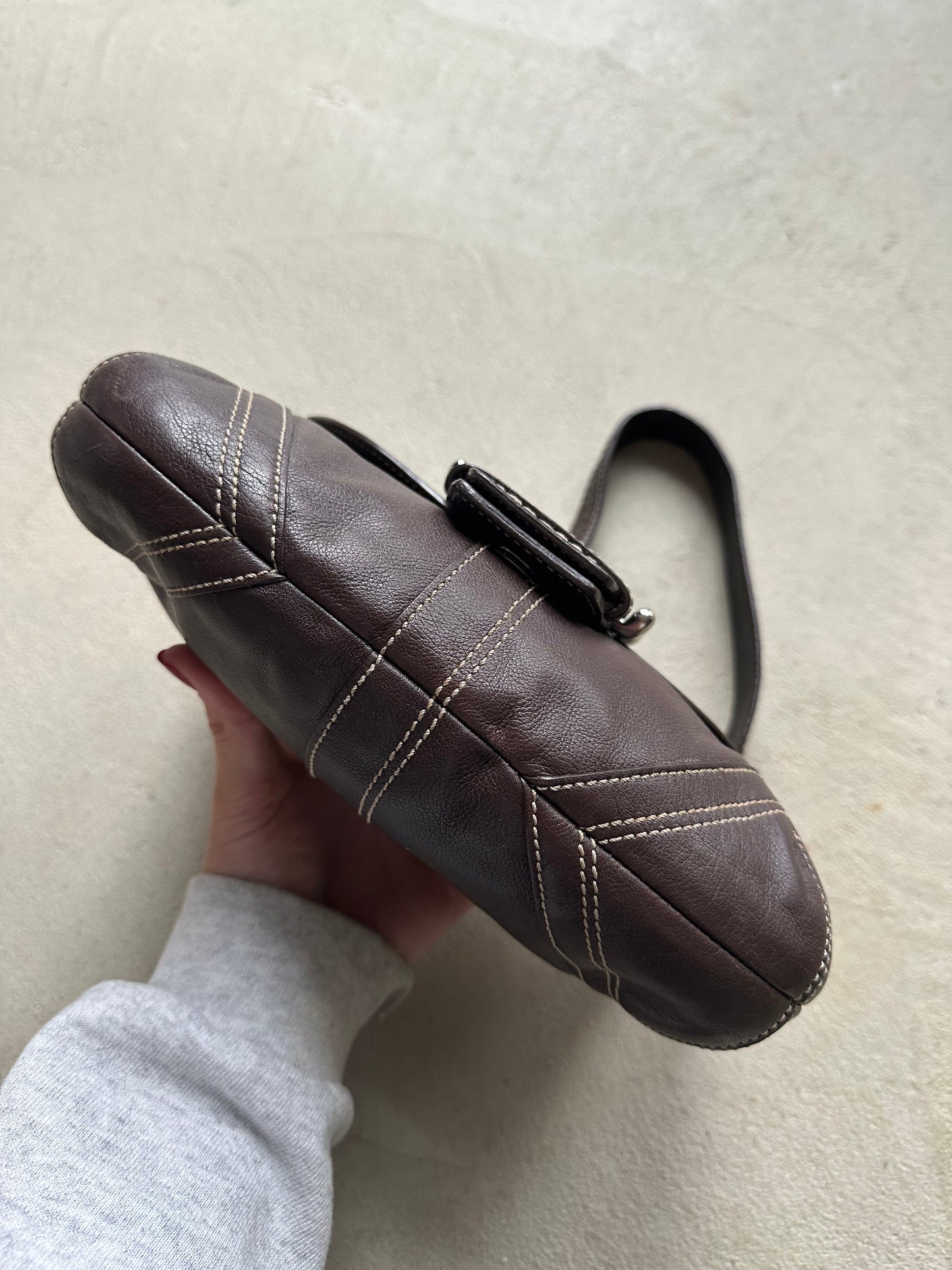 Vintage Y2K Coach Brown Mini Soho Leather Shoulder Bag