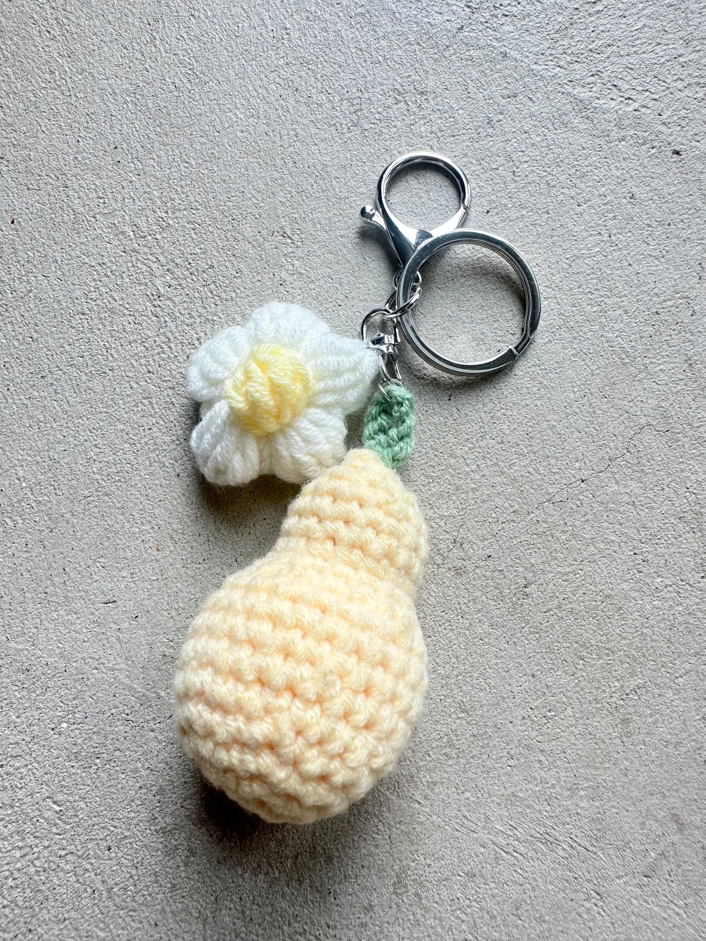Knitted Pear & Flower Charm