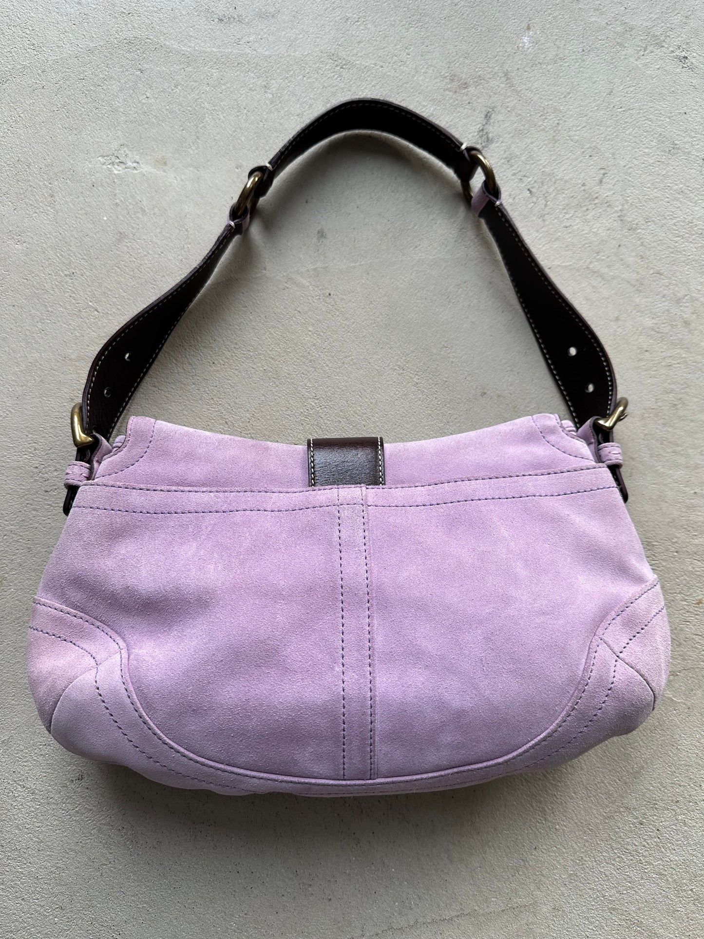 Vintage Coach Pink Suede Soho Shoulder Bag