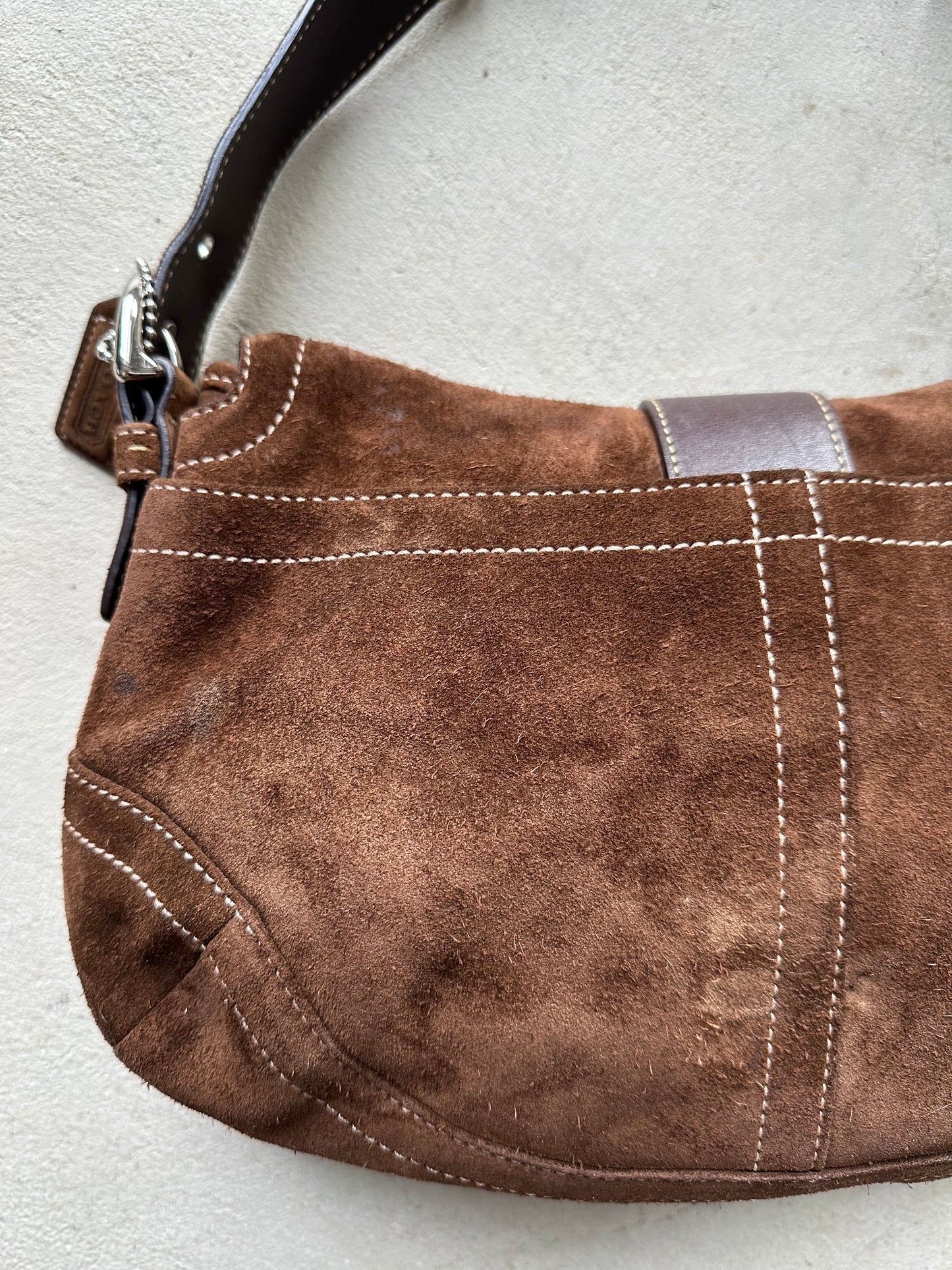 RARE! Vintage Coach Brown Suede Soho Shoulder Bag