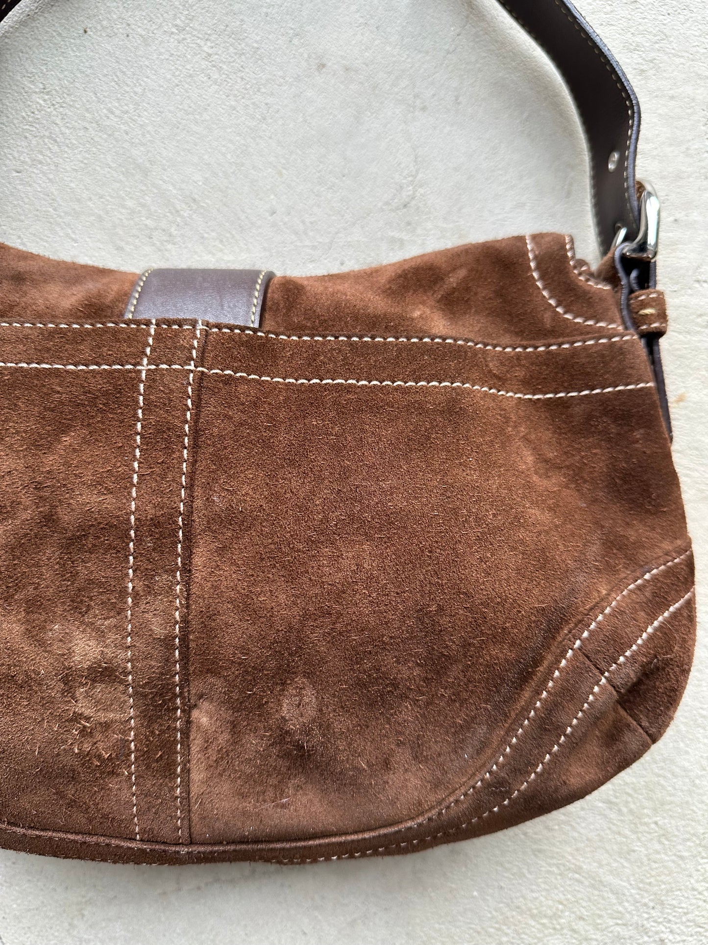 RARE! Vintage Coach Brown Suede Soho Shoulder Bag