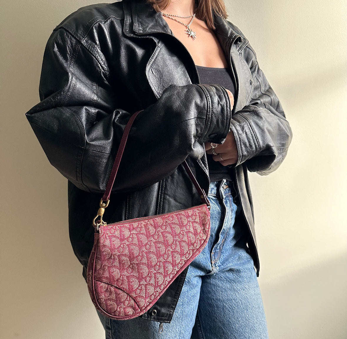 Vintage Dior Red / Burgundy Saddle Bag