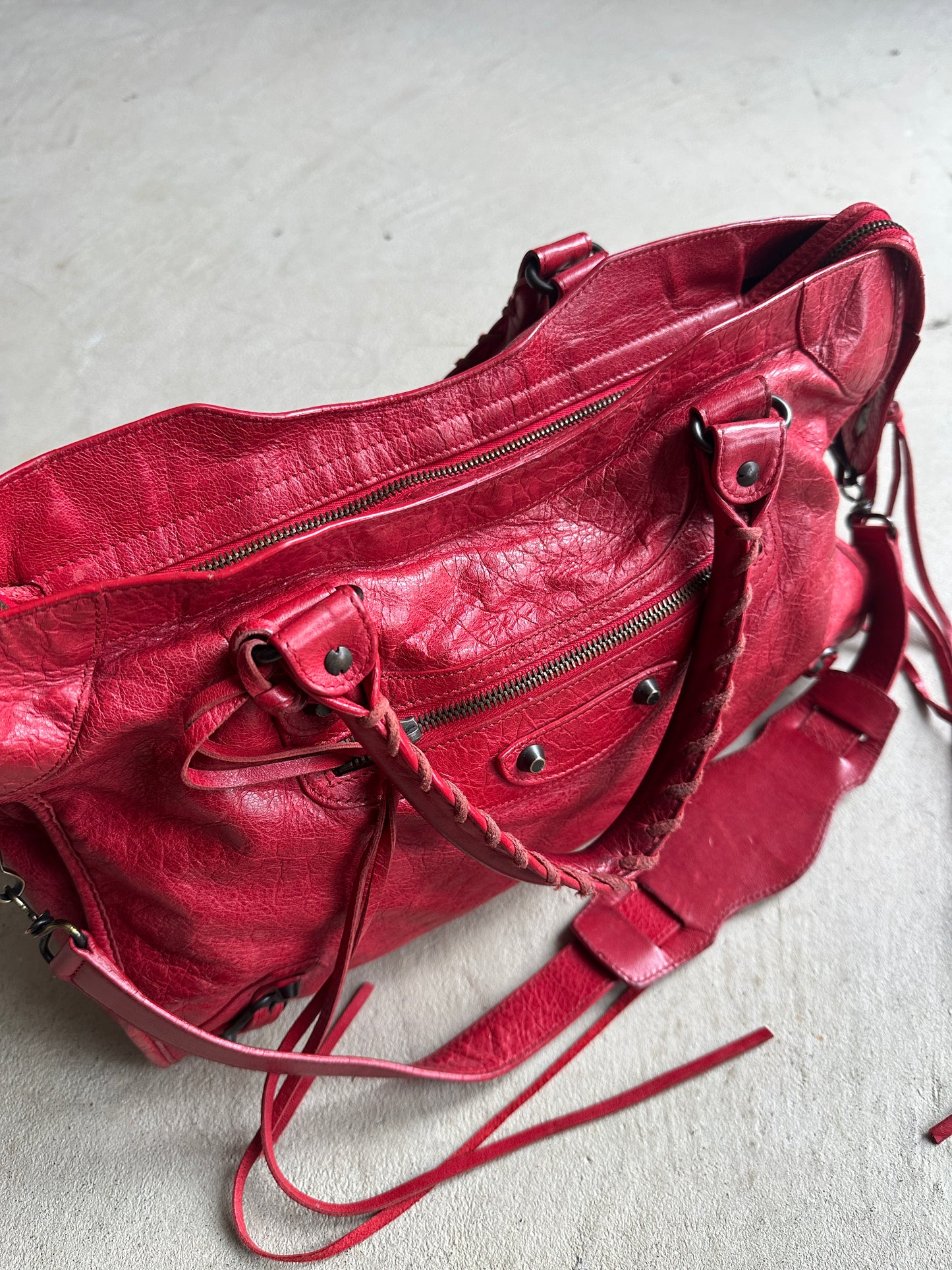 Vintage Red Balenciaga City Bag
