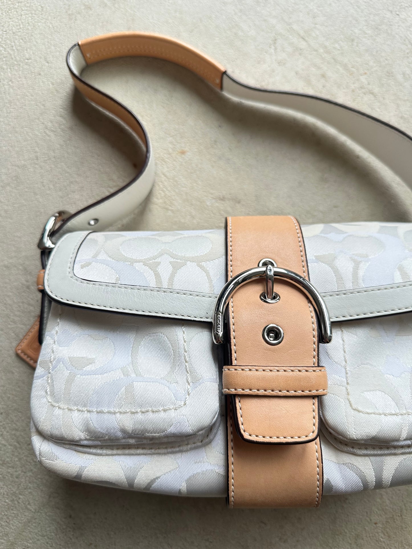 Vintage Y2K Coach White Mini Square Soho Shoulder Bag