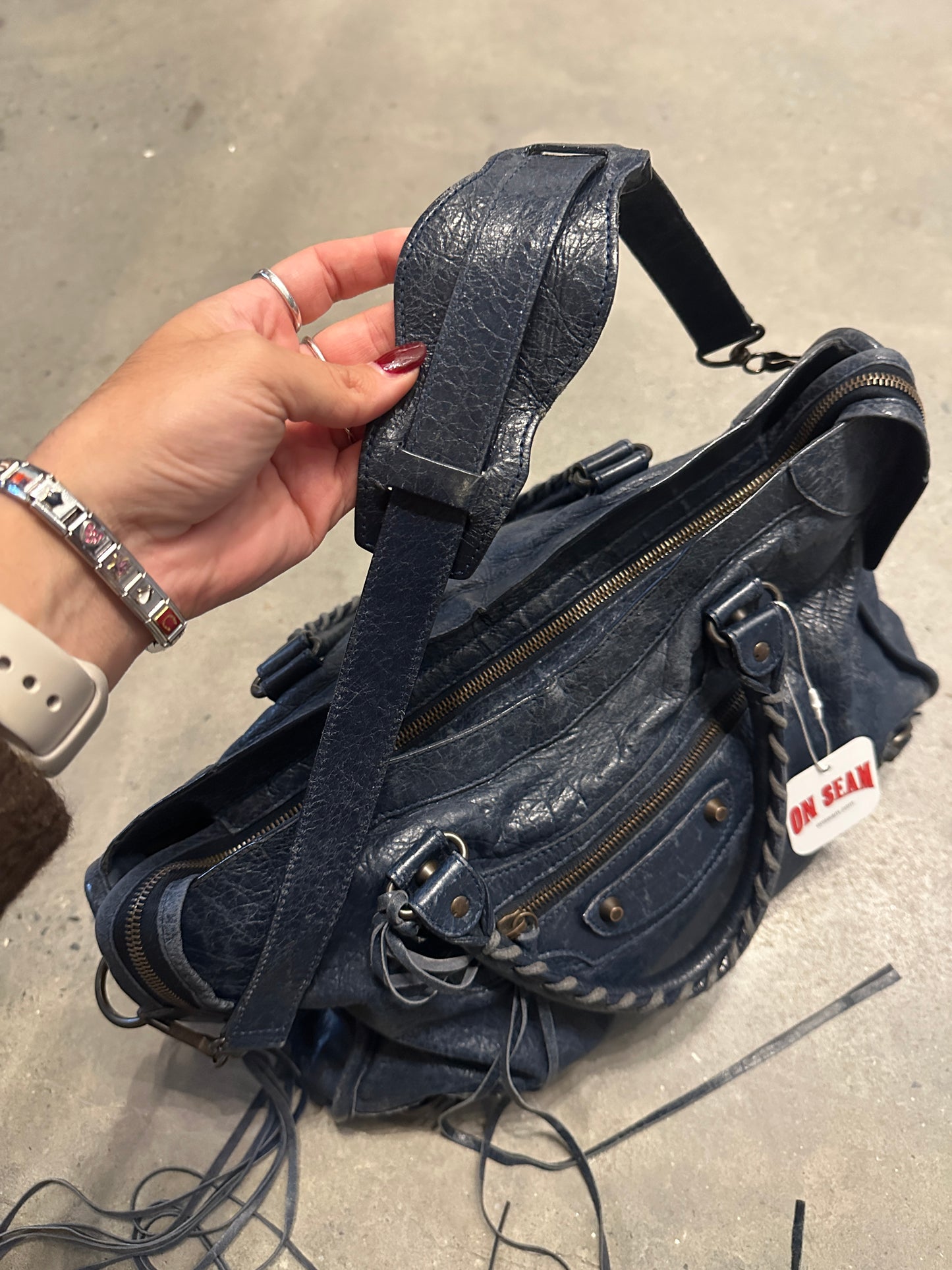 Vintage Navy Balenciaga City Bag