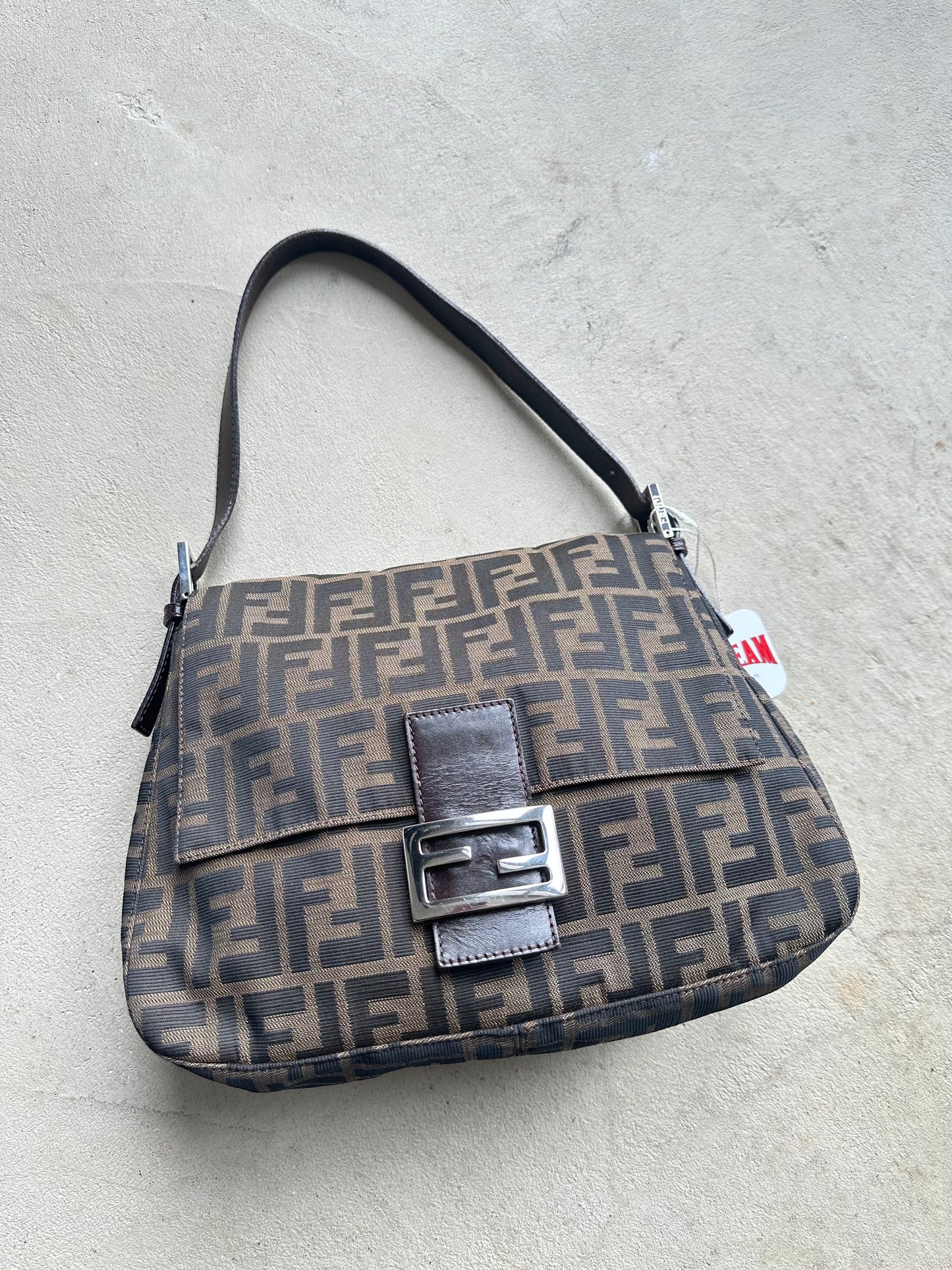 Vintage Fendi Brown Zucca Mama Baguette