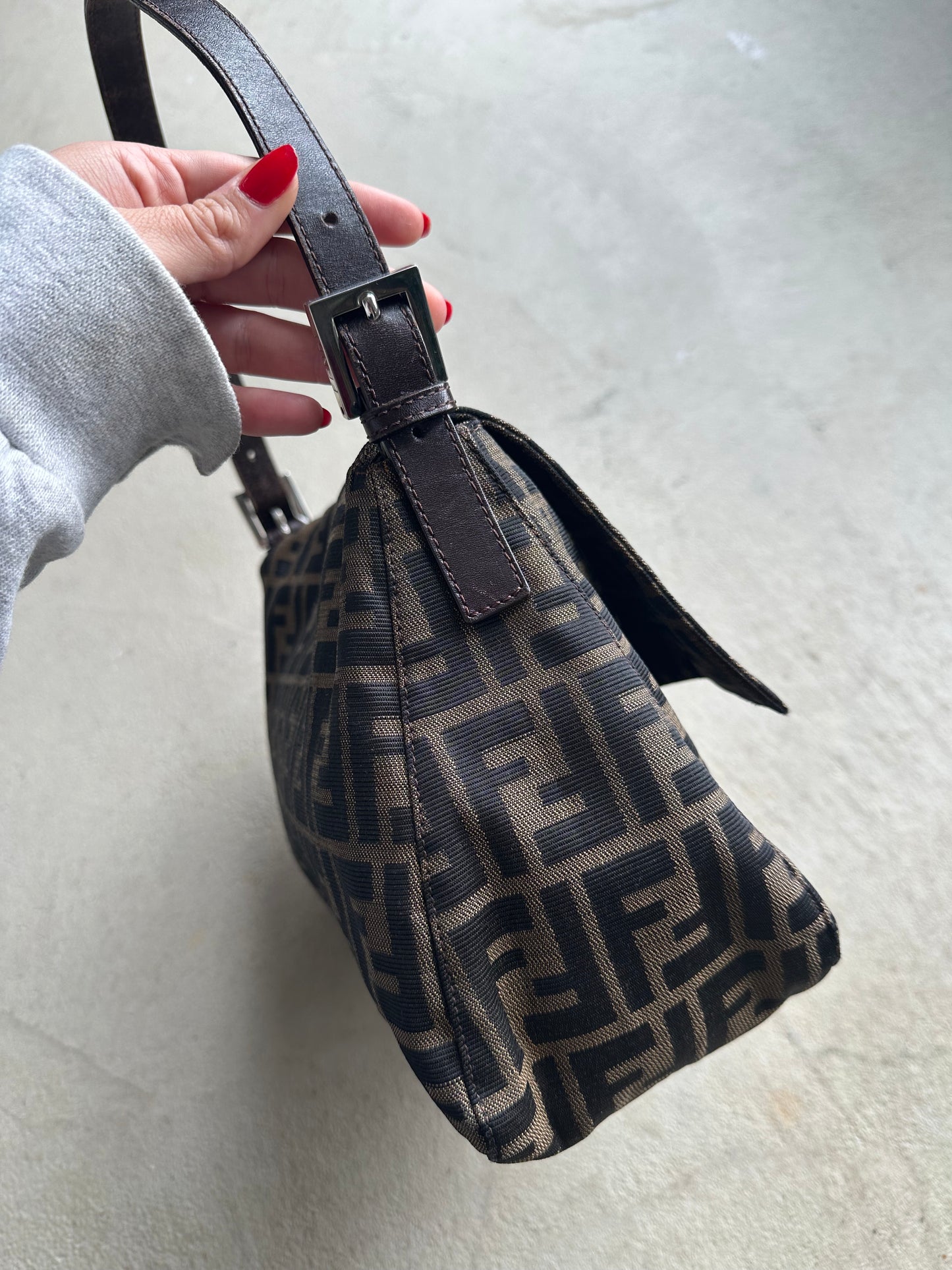 Vintage Fendi Brown Zucca Mama Baguette
