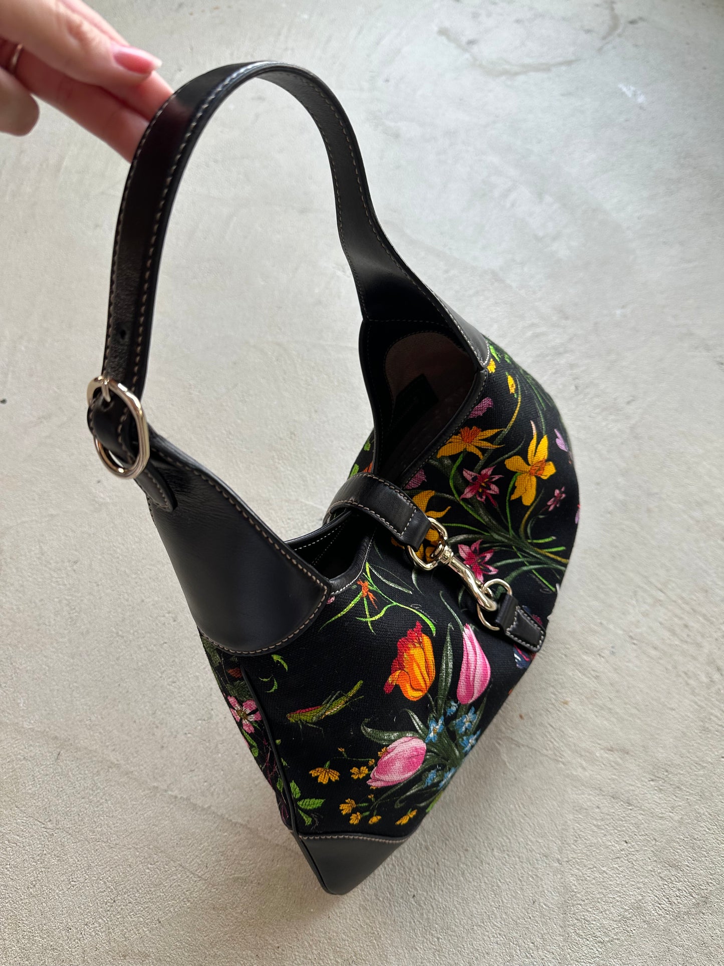 RARE! Vintage Gucci Jackie Floral Shoulder Bag