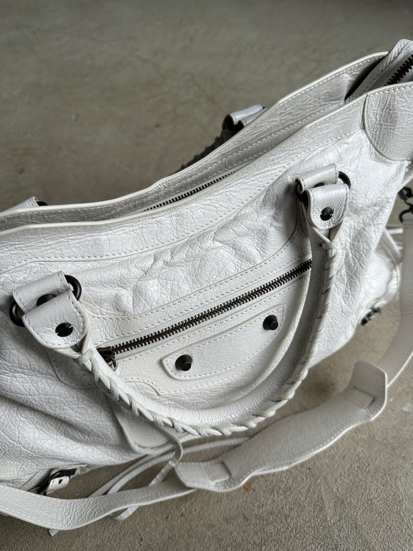 Vintage White Balenciaga City Bag