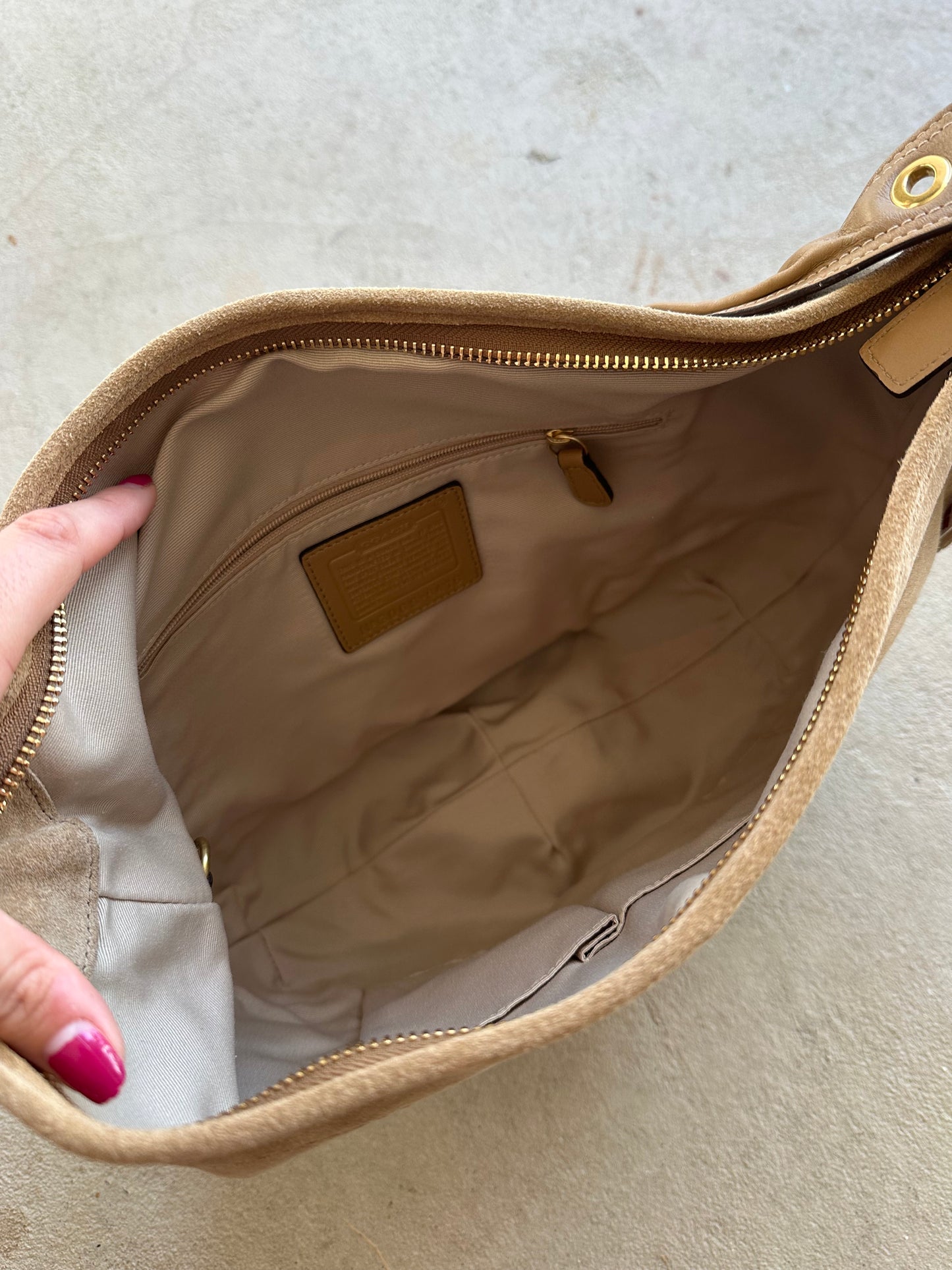 Vintage Y2K Coach Tan Suede Croissant Shoulder Bag