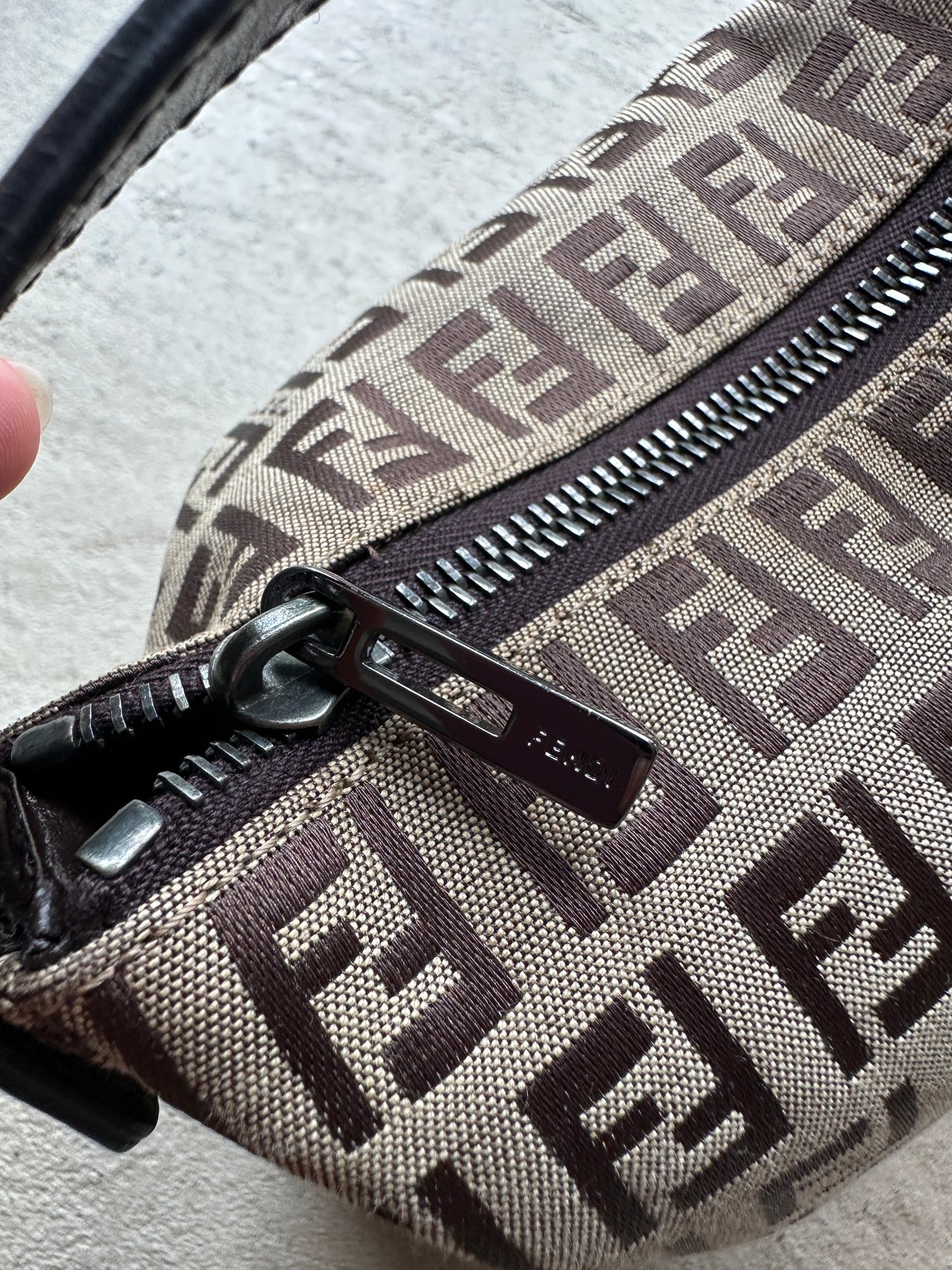 Vintage Fendi Brown Zucchino Mini Hand Bag