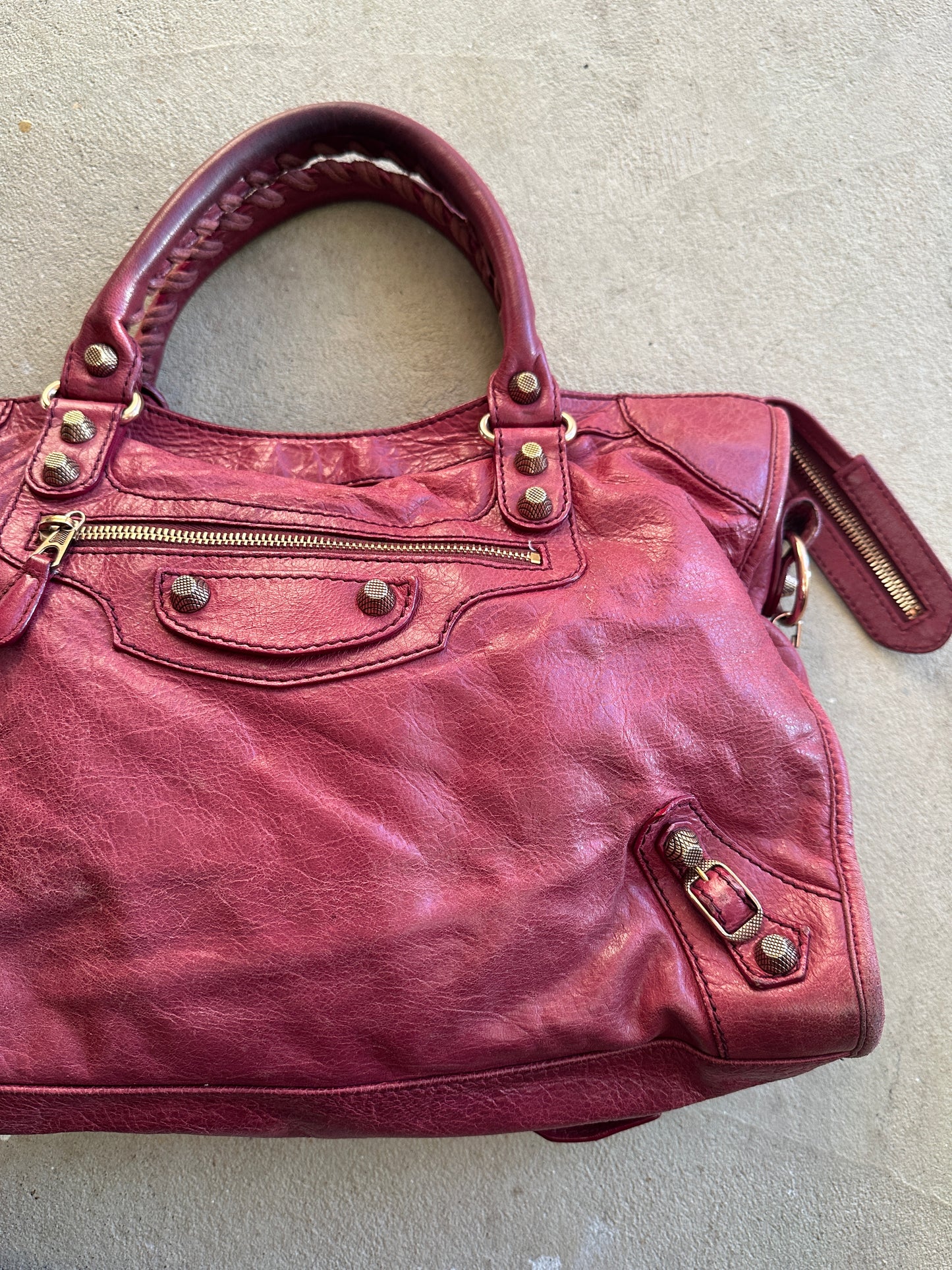 Vintage Burgundy Balenciaga City Bag