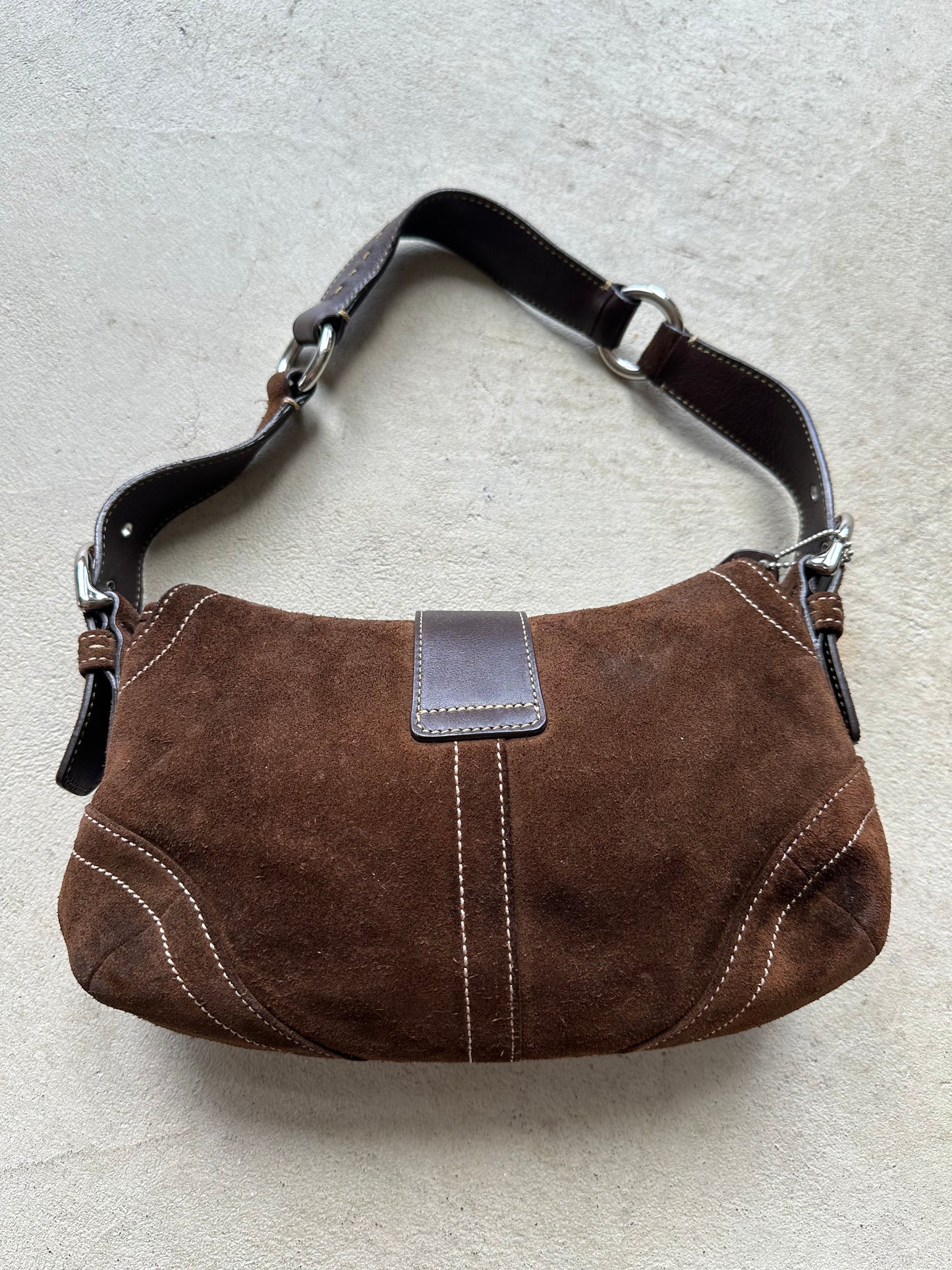 RARE! Vintage Y2K Coach Suede Brown Mini Soho Shoulder Bag